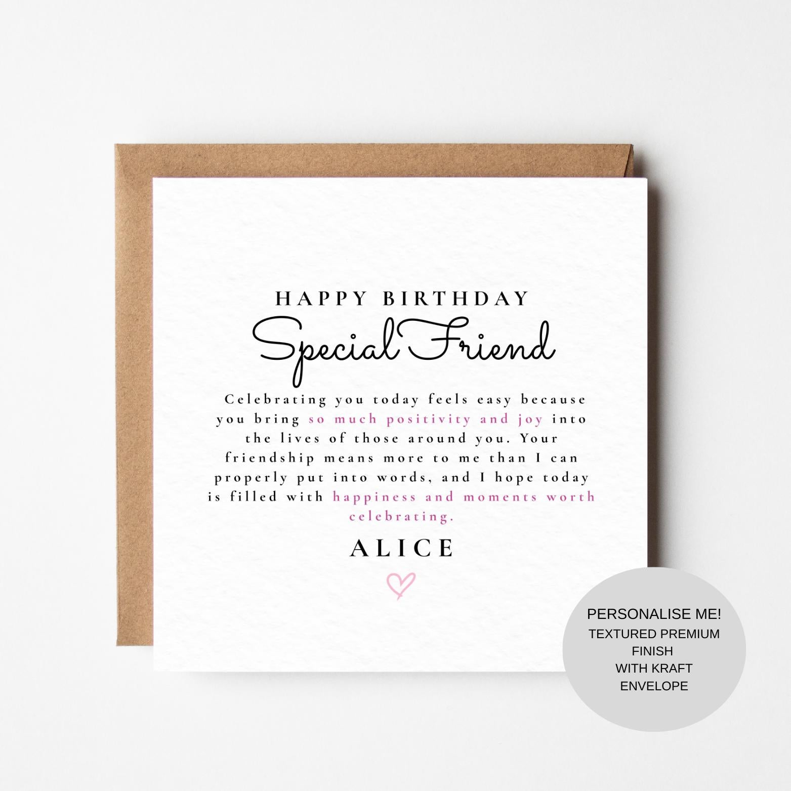 Elegant Birthday Card for Best Friend | Heartfelt Message | Meaningful Keepsake