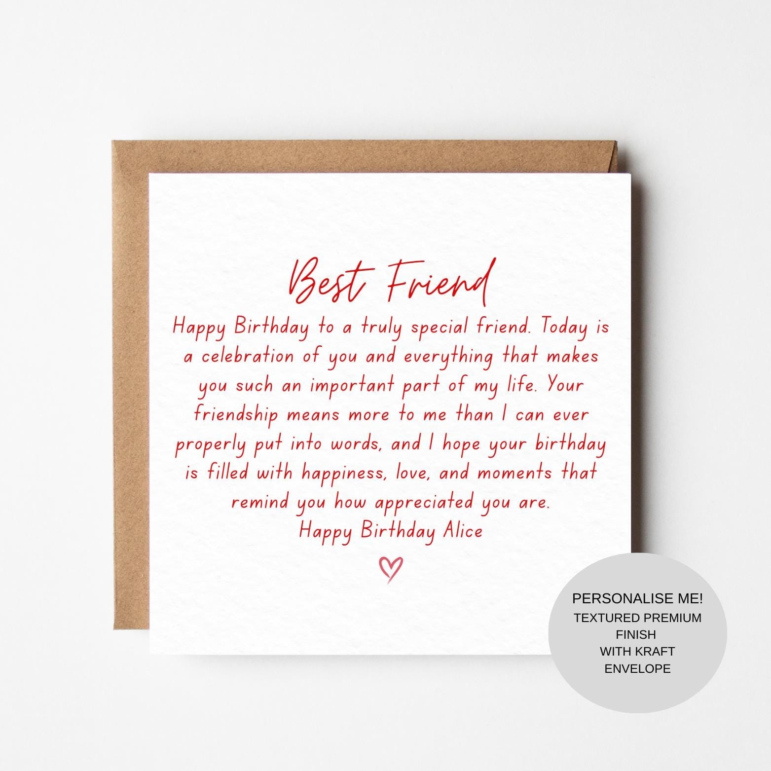 Best Friend Birthday Card with Loving Words | Sentimental Keepsake Greeting Card