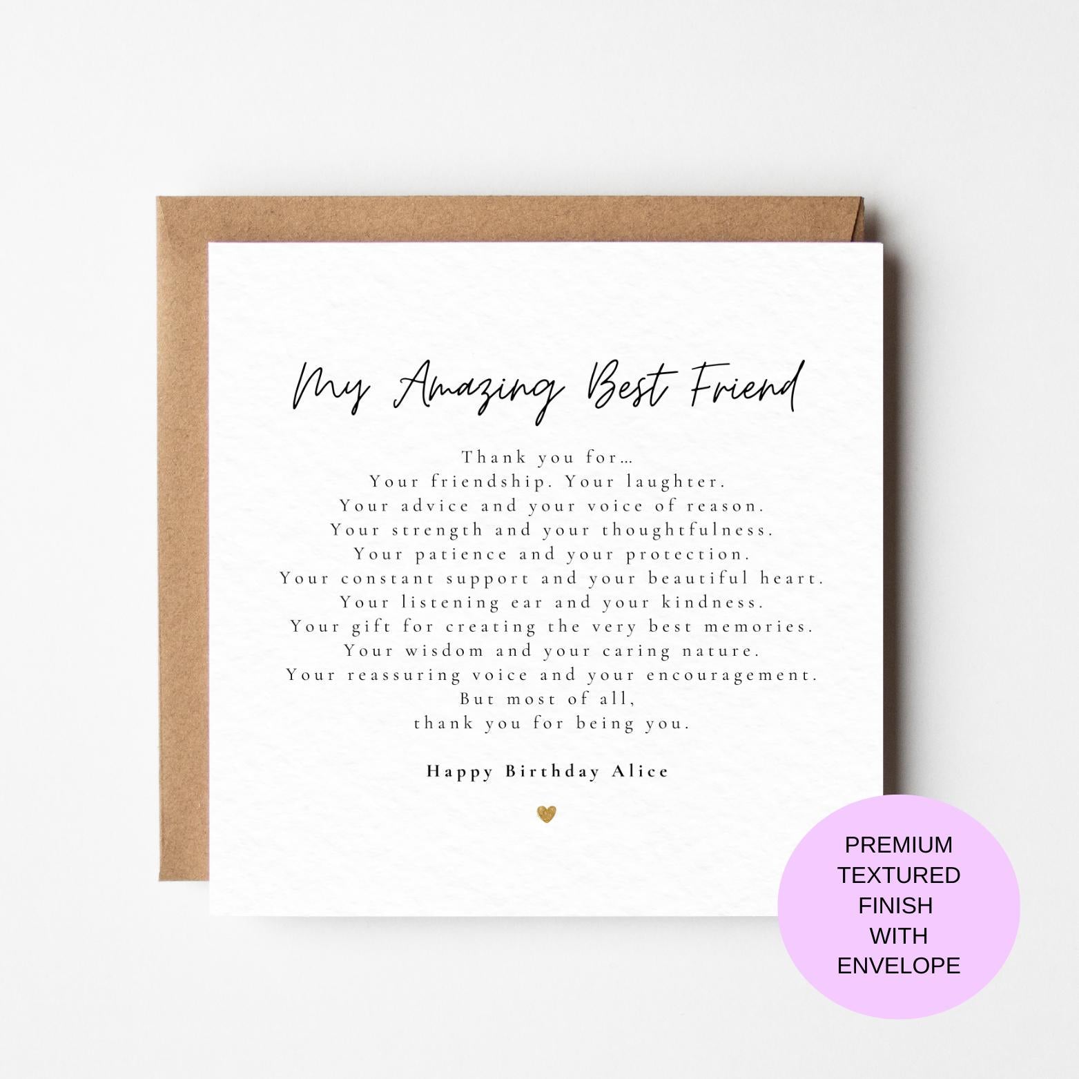 Best Friend Birthday Card – Sentimental Message
