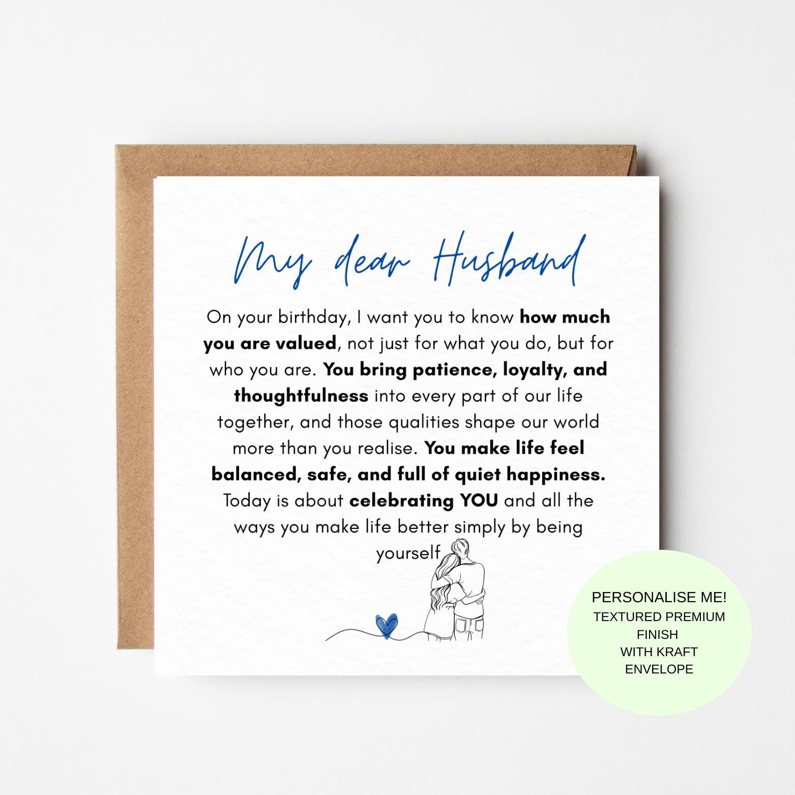 Birthday Card for Husband: Personalised Couple Illustration