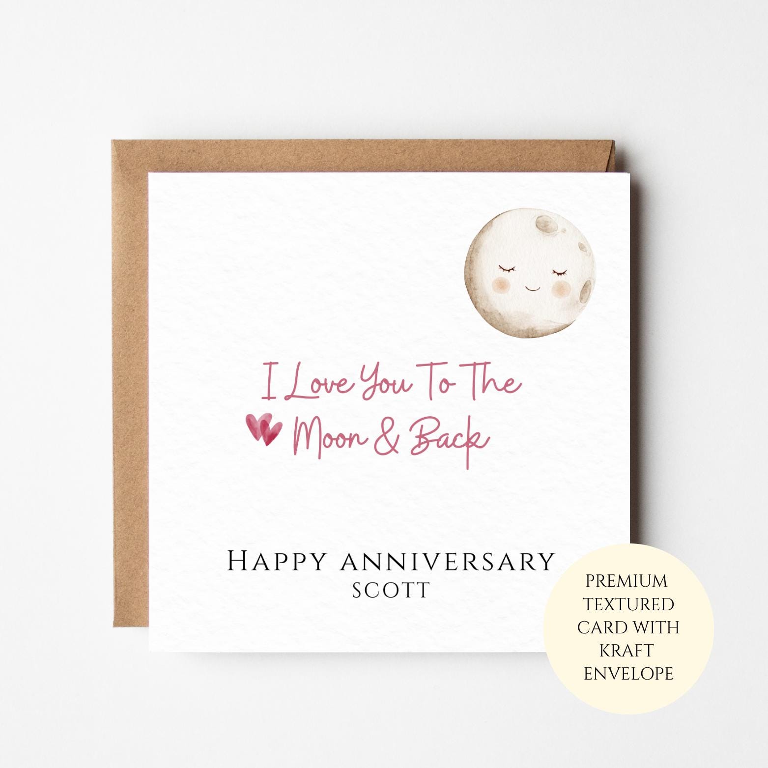 I Love You to the Moon and Back Anniversary Card – Romantic Marriage Anniversary Card
