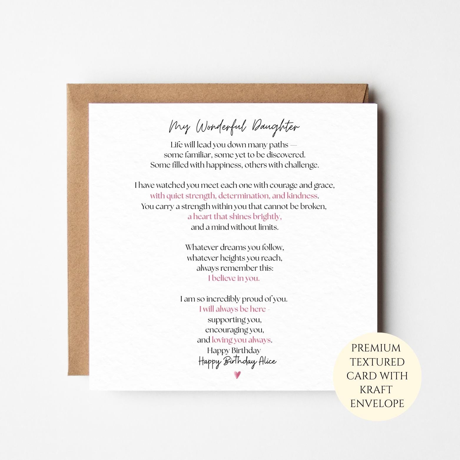 My Wonderful Daughter Birthday Card – Meaningful Birthday Card for Daughter, I Believe in You