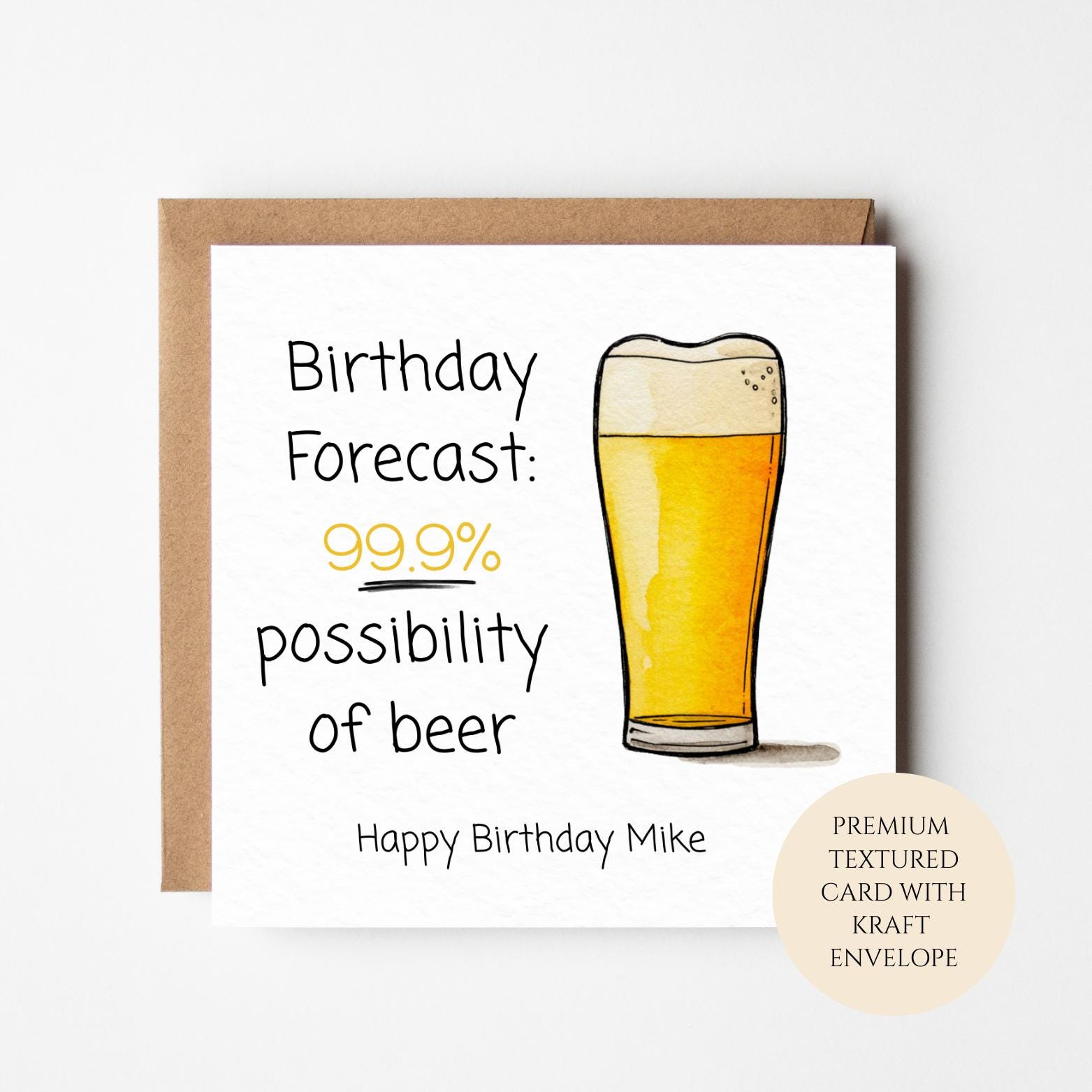 Funny Beer Birthday Card | Mens Birthday Card for Him | Dad Husband Friend | Beer Lover Birthday