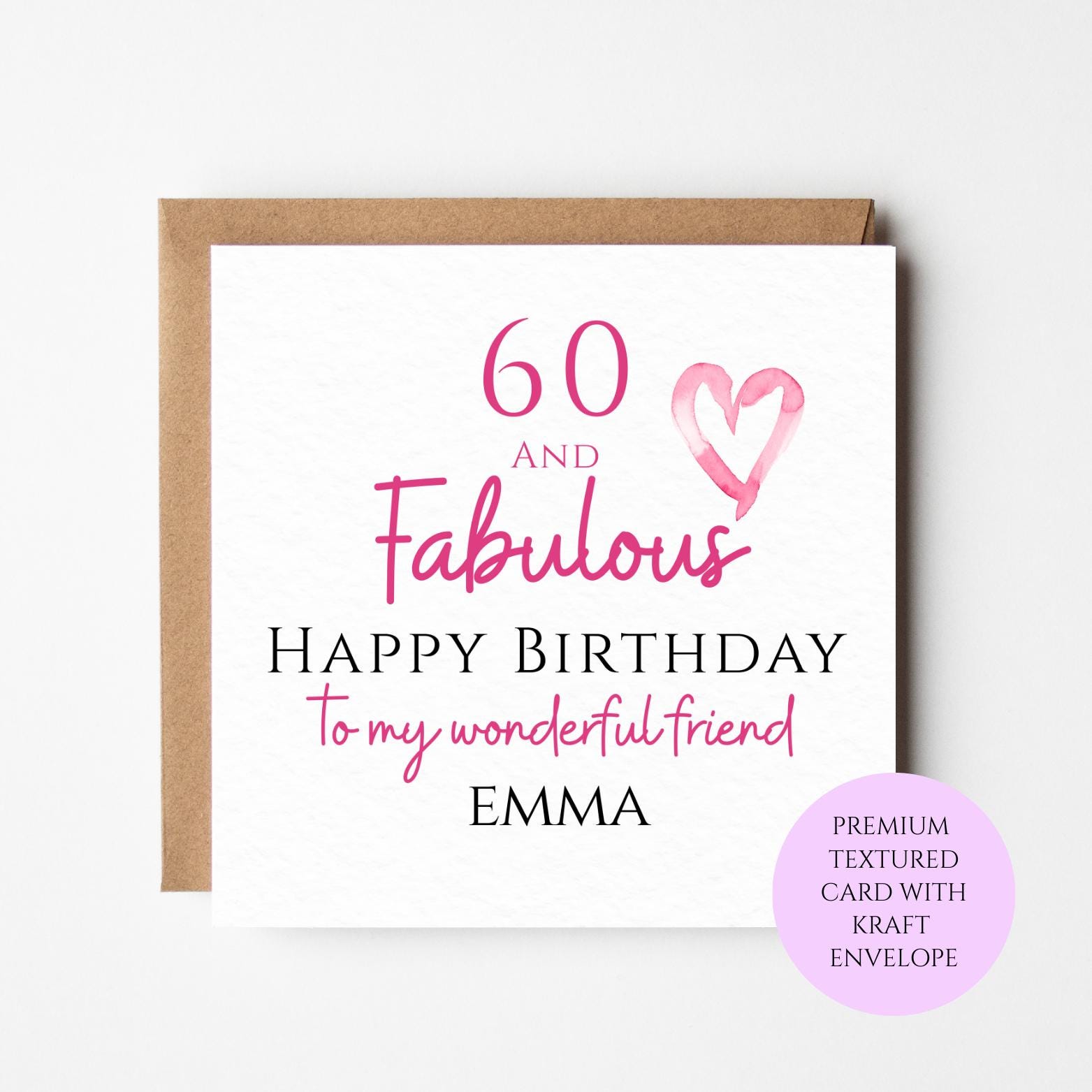 60th Birthday Card for Her | 60 and Fabulous Card | Personalised Friend Birthday