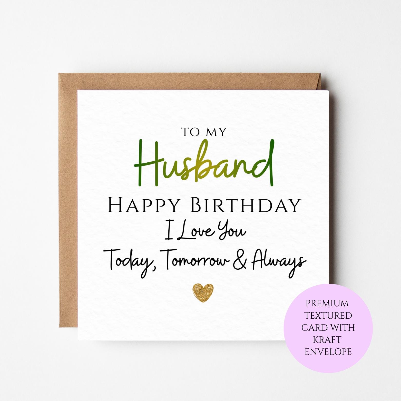 Husband Birthday Card | Romantic Husband Birthday Card | I Love You Today Tomorrow Always