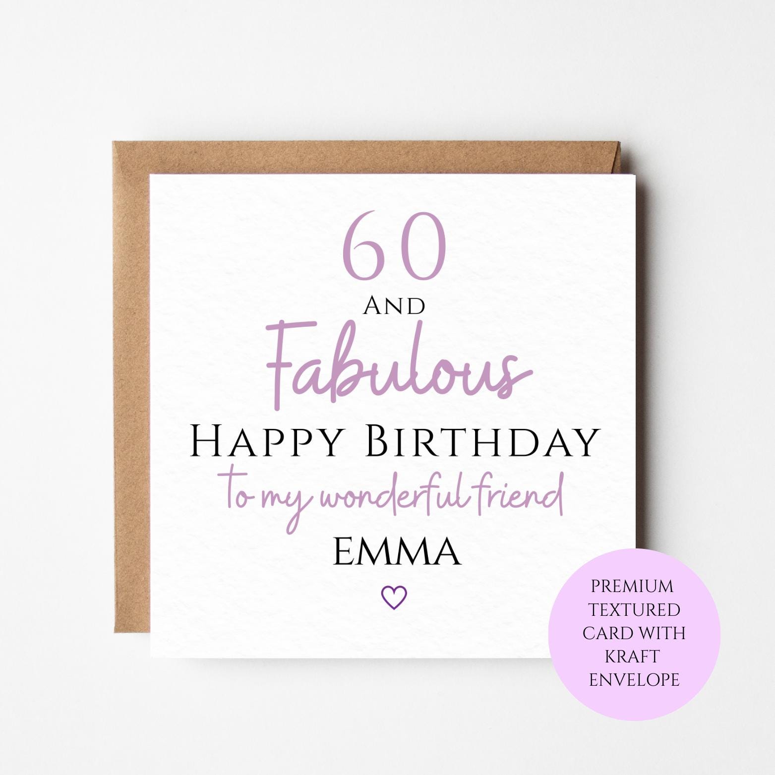 Personalised 60th Birthday Card for Friend | 60 and Fabulous | Custom Name Card