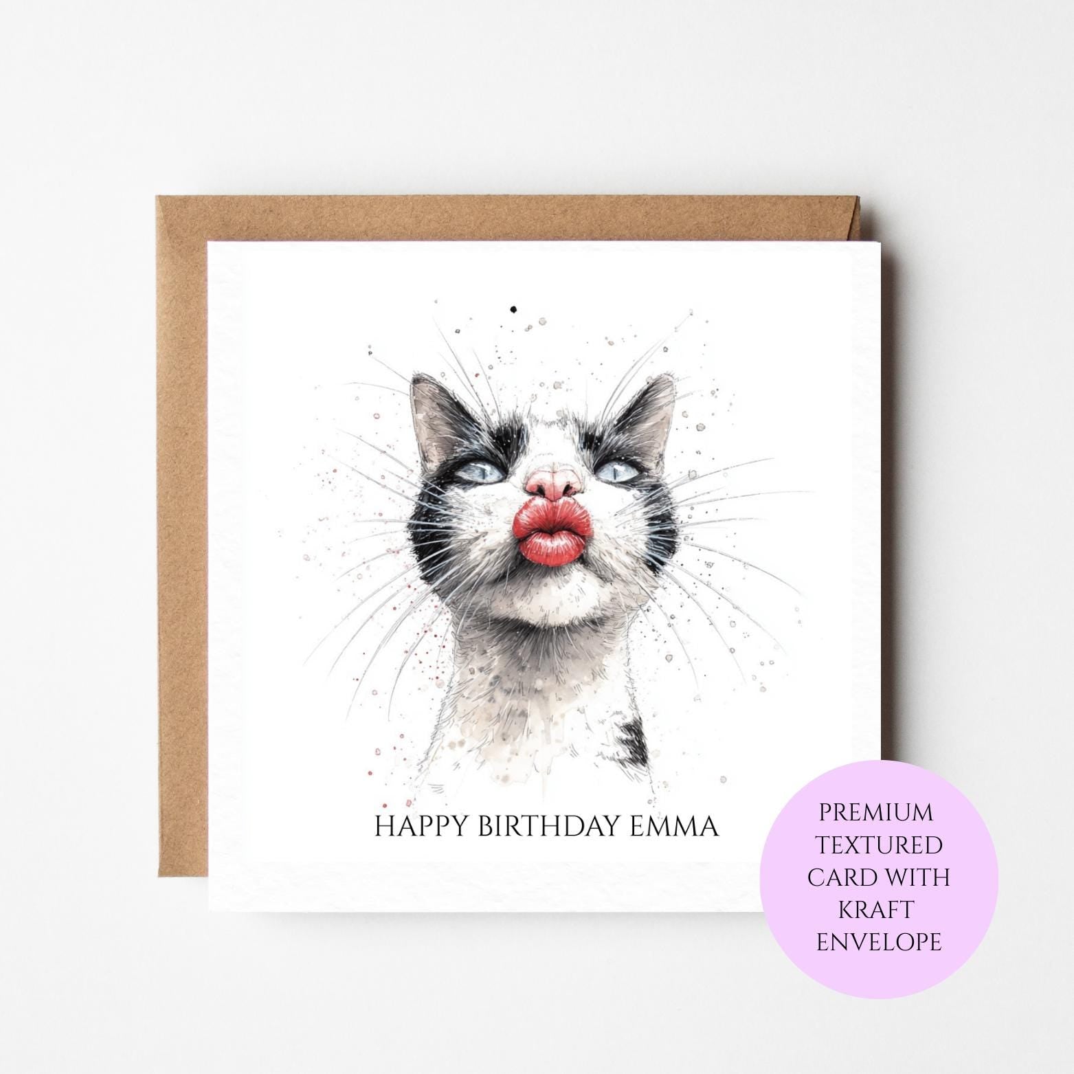 Funny Cat Birthday Card | Watercolour Cat Card | Birthday Card for Cat Lover | Card for Her