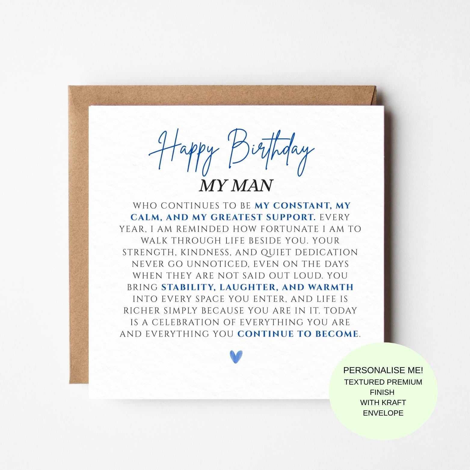 Birthday Card for Him: Romantic and Emotional - Handcrafted Paper