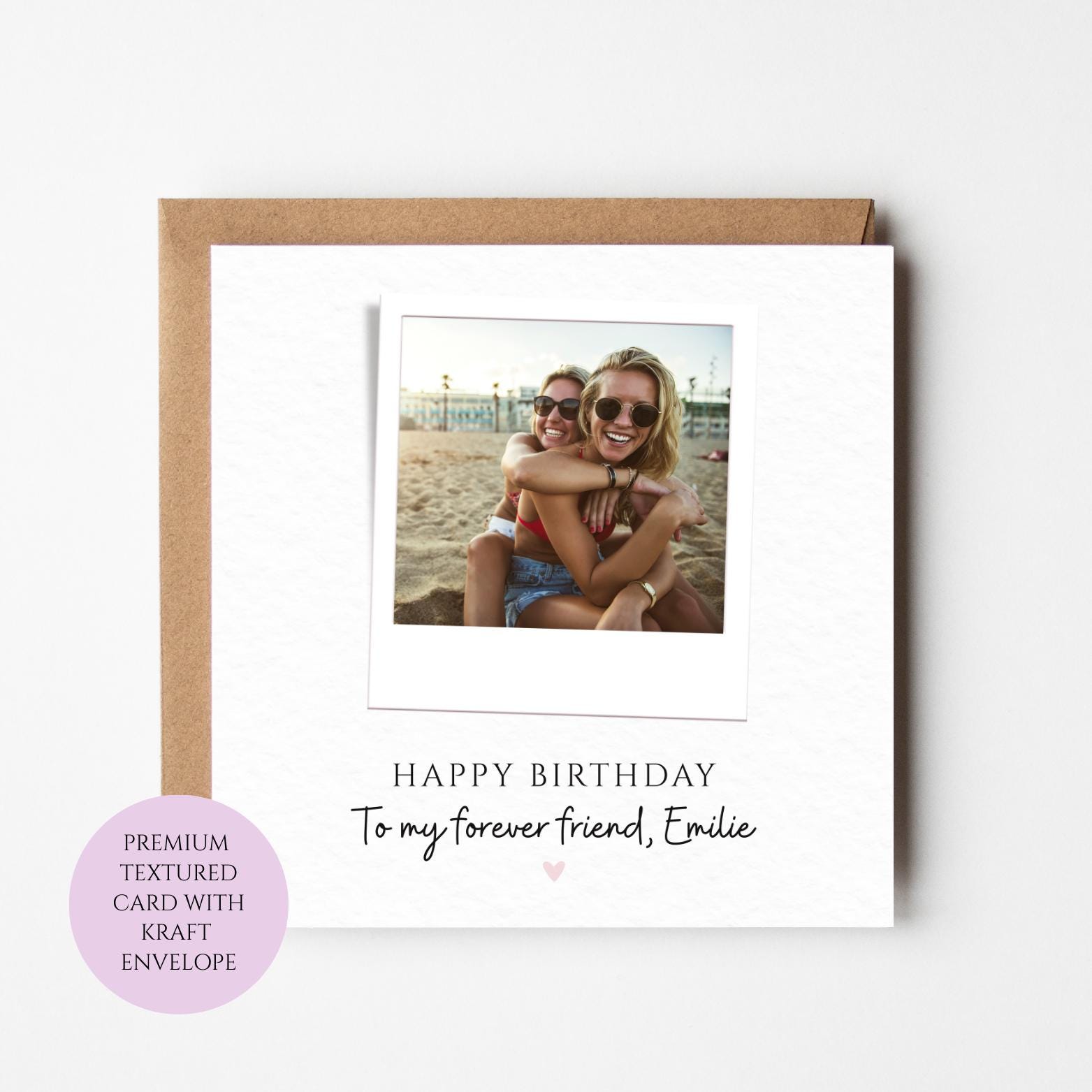 Personalised Friend Photo Birthday Card, Textured Birthday Card, Add Your Own Picture, Wife Husband Boyfriend Girlfriend Fiance Gift