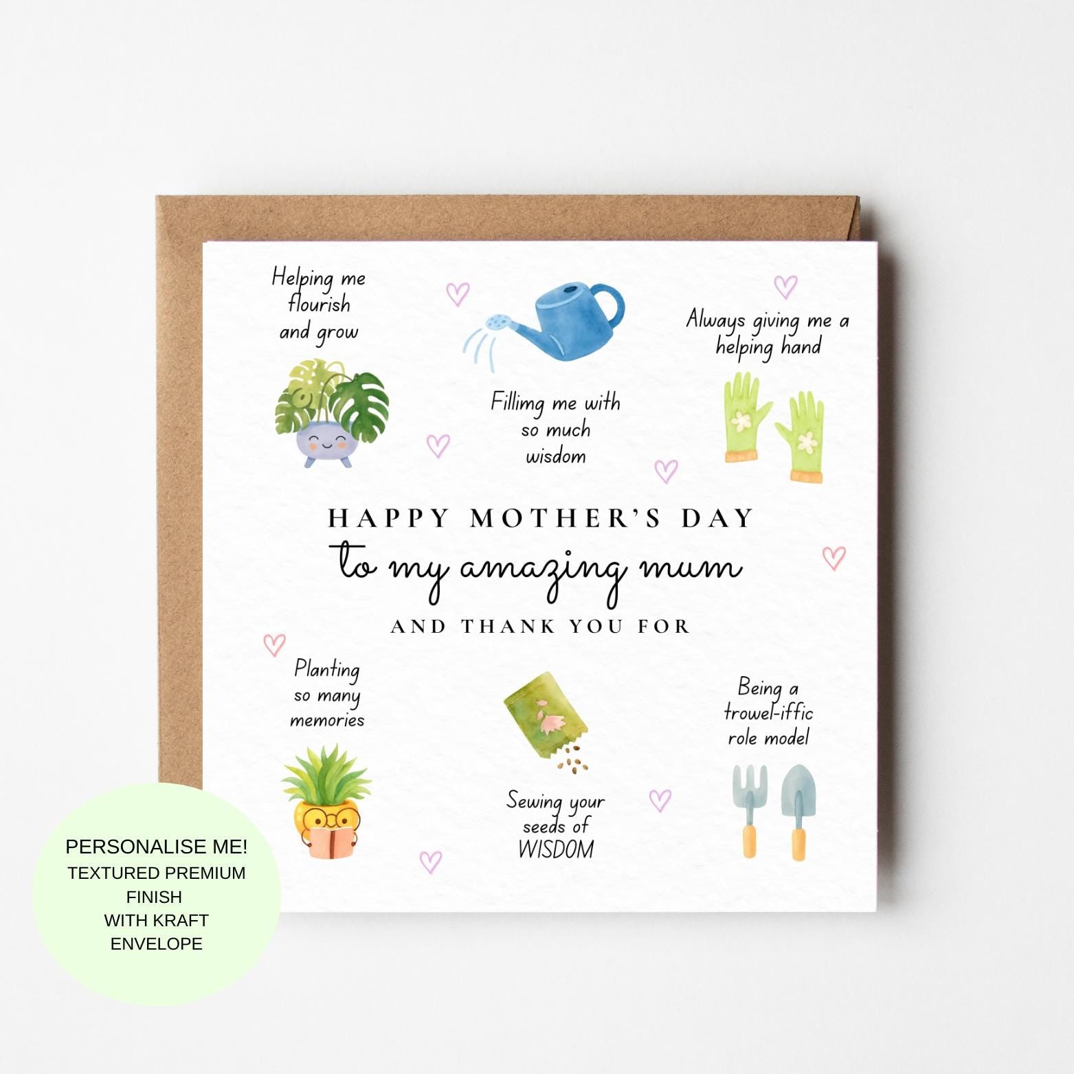 Happy Mother’s Day To My Amazing Mum Thank You Card Cute Illustrated Appreciation