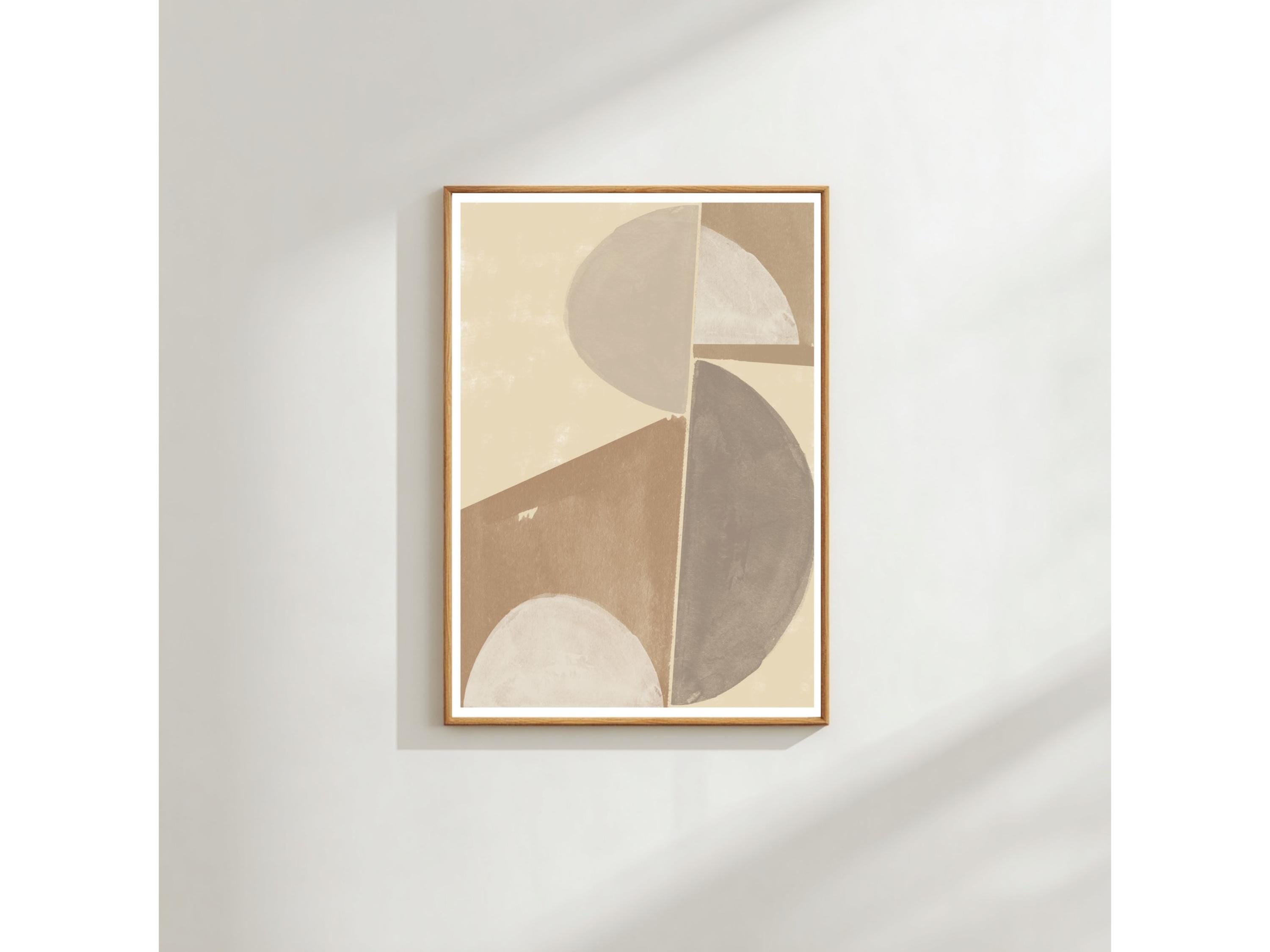 Scandinavian Abstract Wall Art Print - Neutral Minimal Shapes