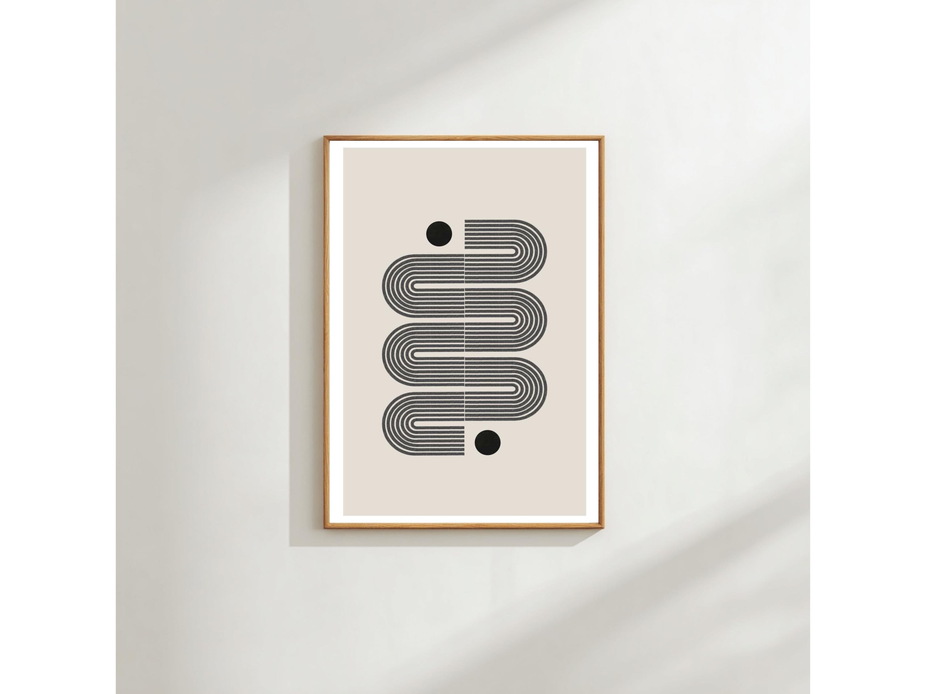 Abstract Circle Wall Art Print: Neutral Geometric Minimalist Decor