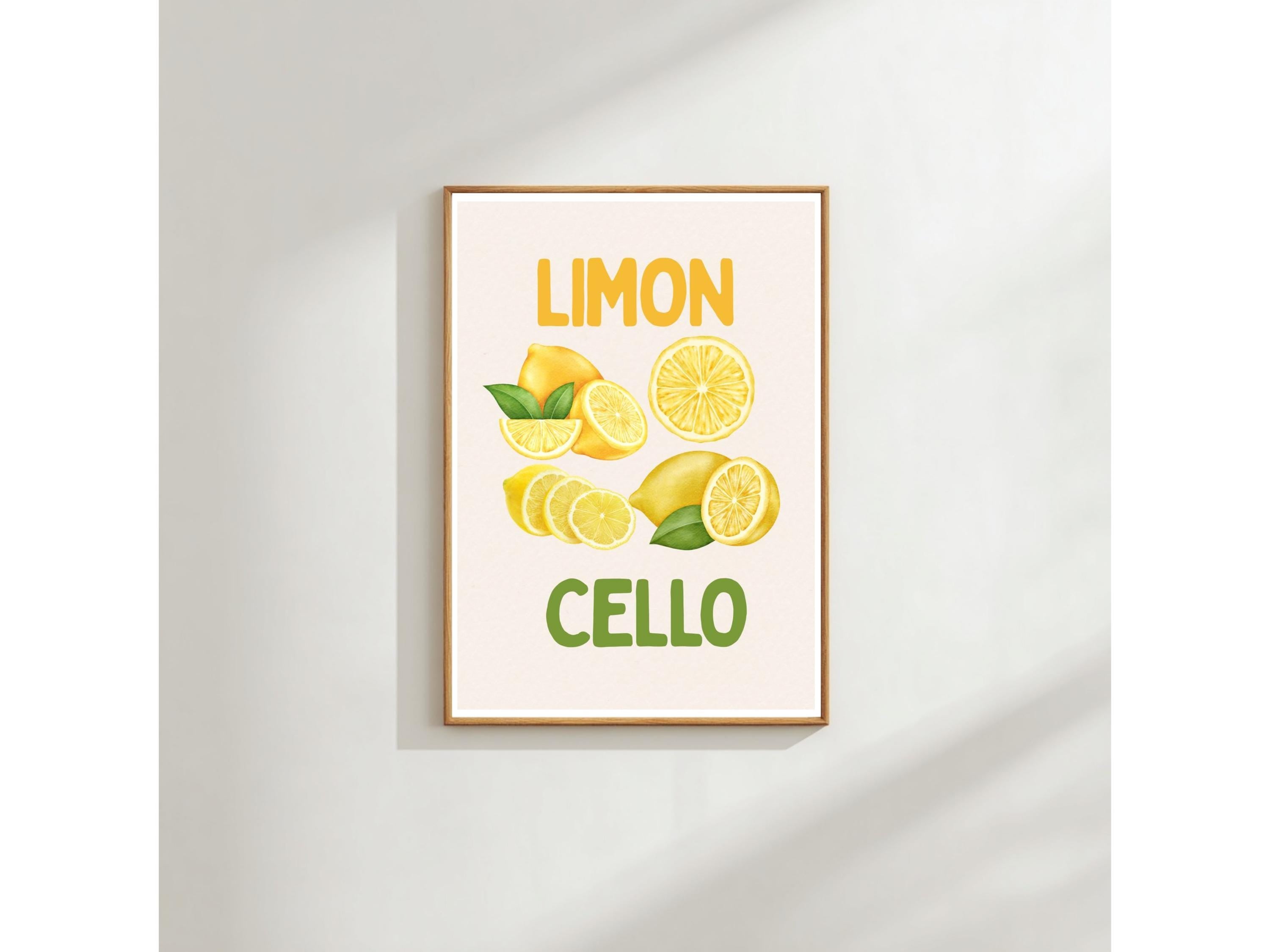 Mediterranean Lemon Wall Art Print, Limoncello Style (A3 & A4 Sizes)