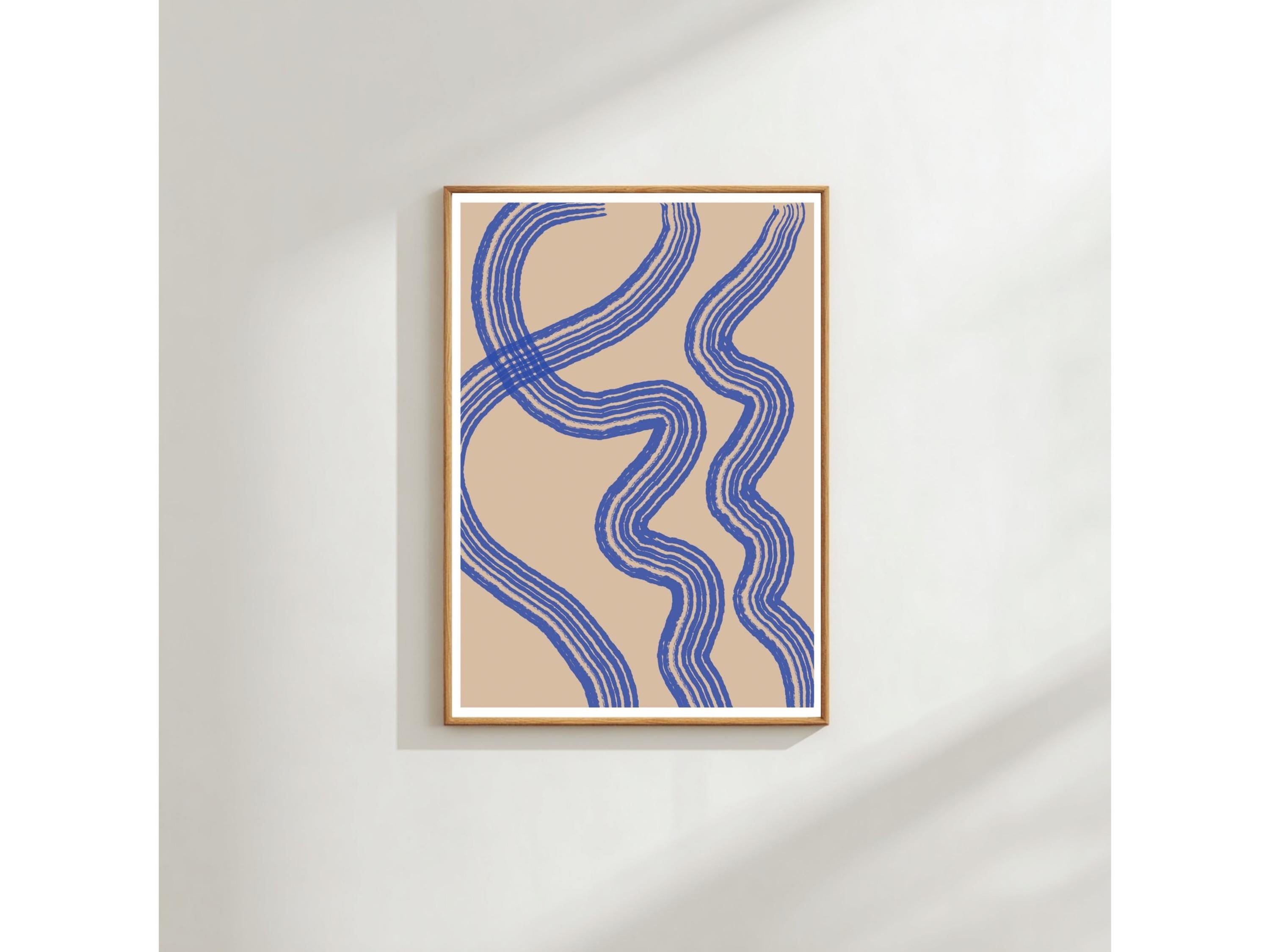 Wave Wall Art Print: Blue Abstract Design - Minimalist Coastal Style