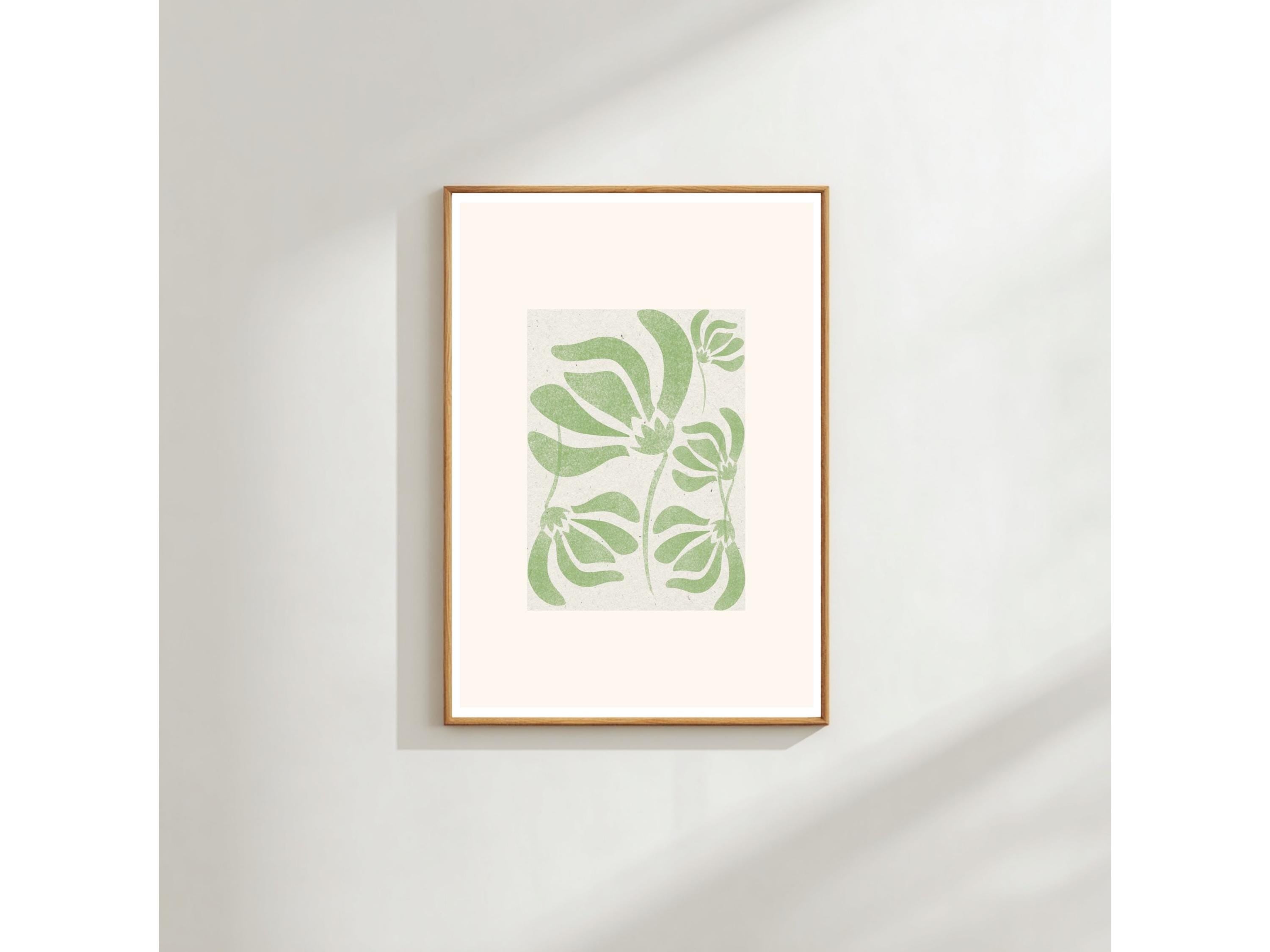 Botanical Wall Art Print: Green Leaf, Scandinavian Style - Minimal Decor