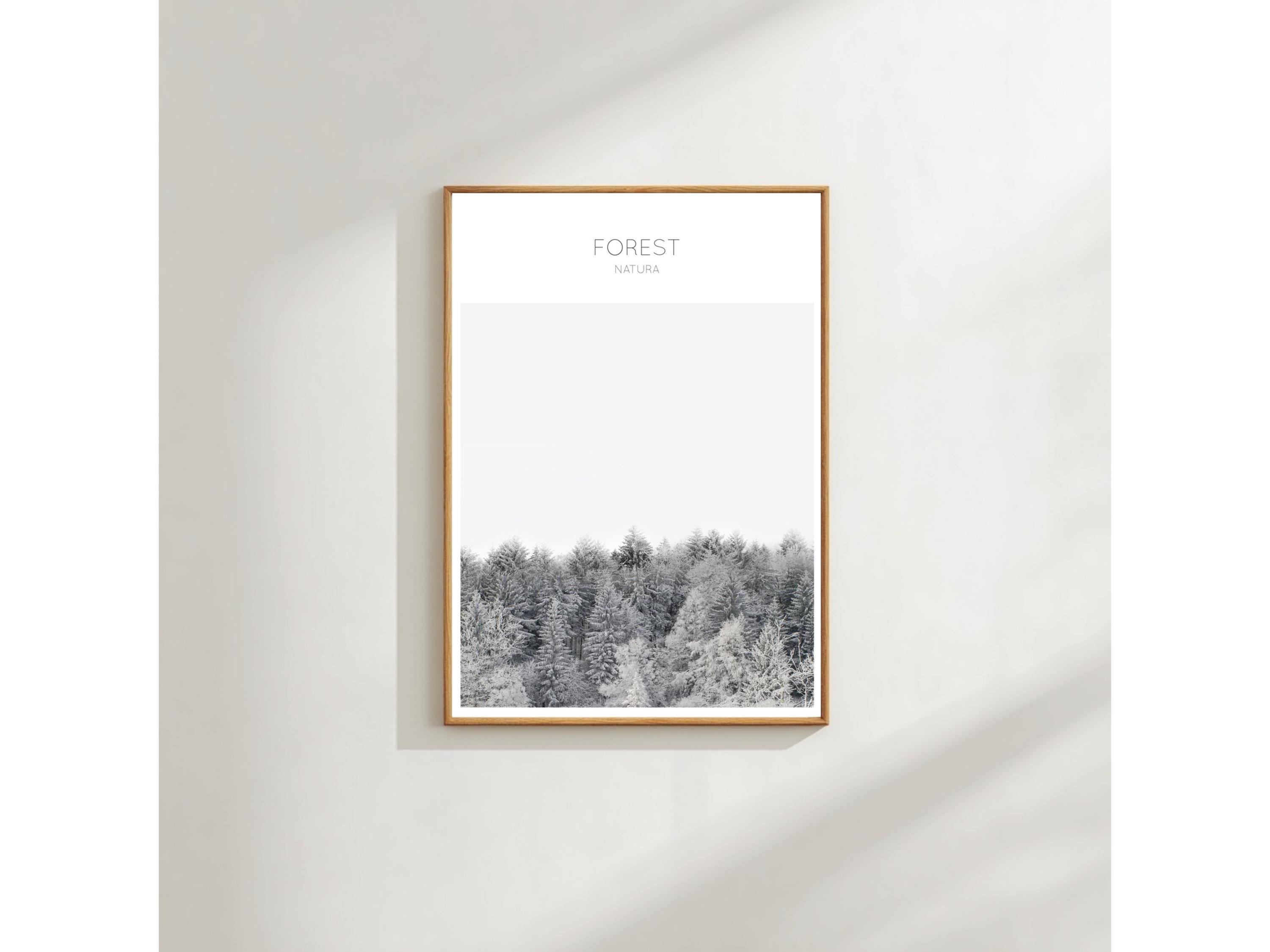 Scandi Nature Wall Art, Forest Landscape, Neutral Winter Decor (A3 & A4)