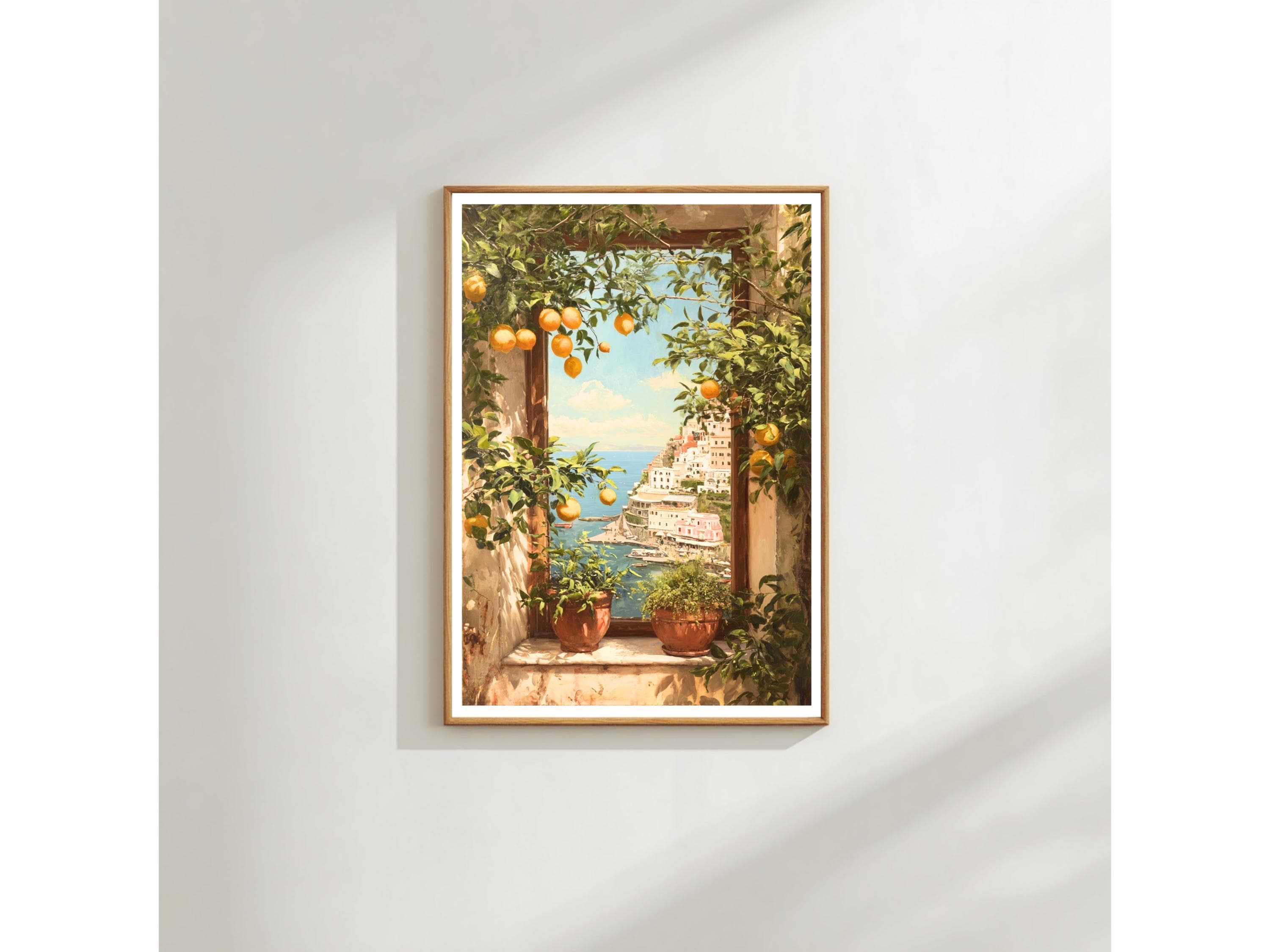 Italian Coastal Archway Wall Art - Lemon Tree Terrace Mediterranean Scene