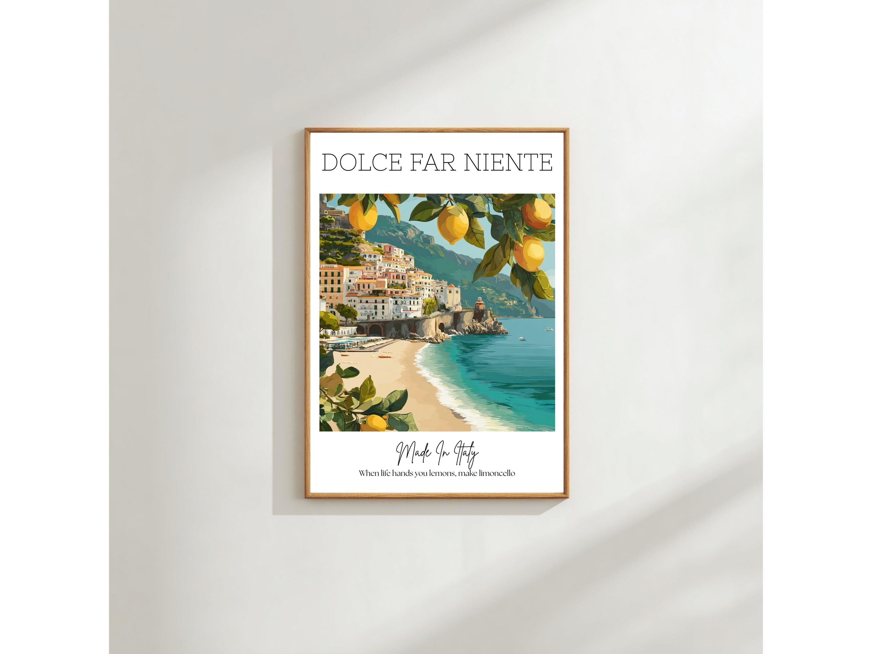 Lemon Wall Art Print: Amalfi Coast Landscape - Citrus Kitchen Decor