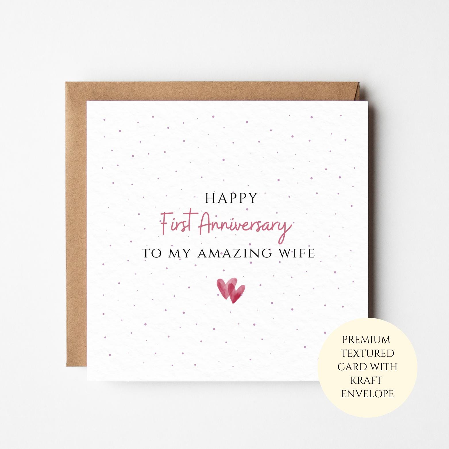 1st Marriage Anniversary Card for Wife – Romantic First Anniversary Card
