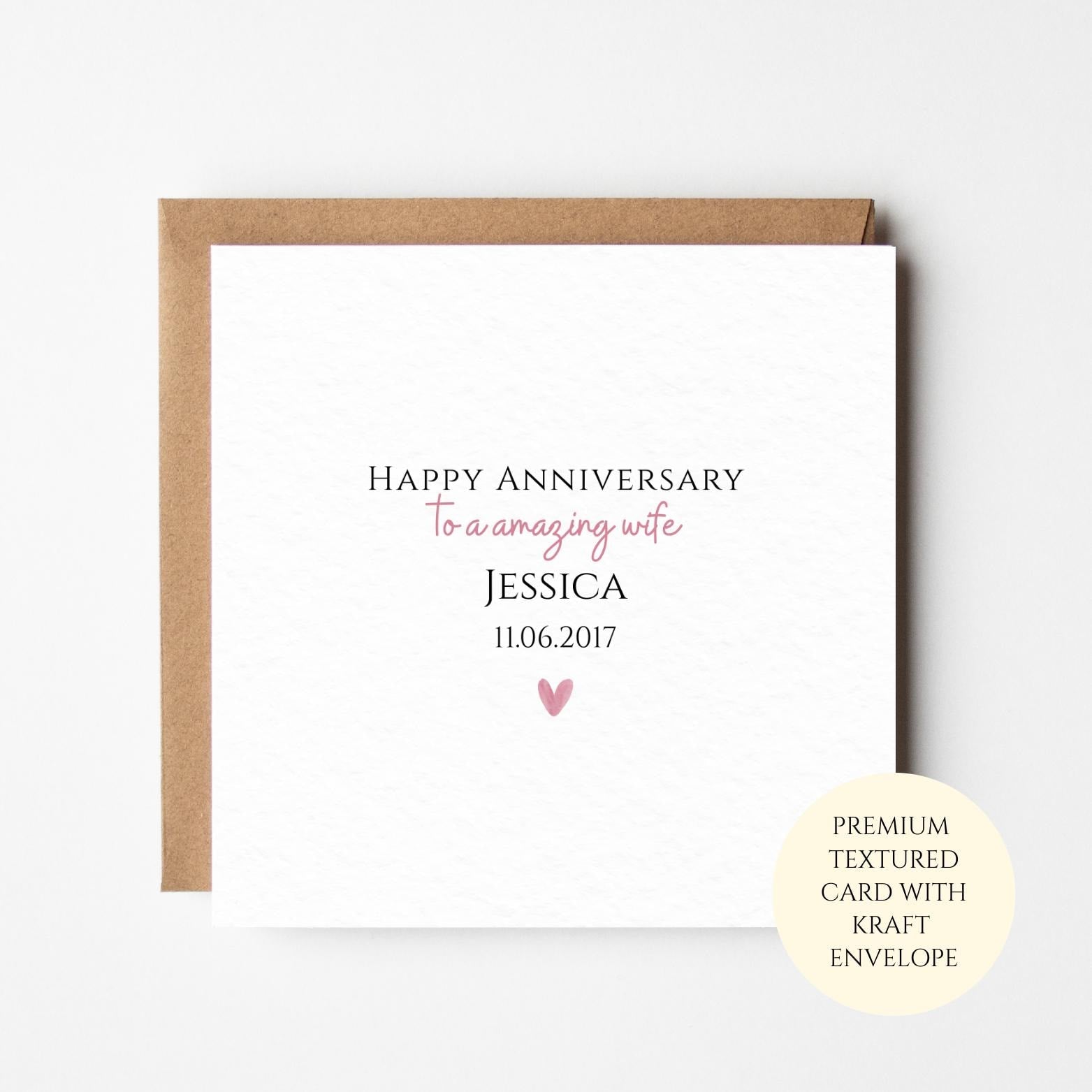 Personalised Anniversary Card for Wife – Happy Marriage Anniversary Card with Name and Date
