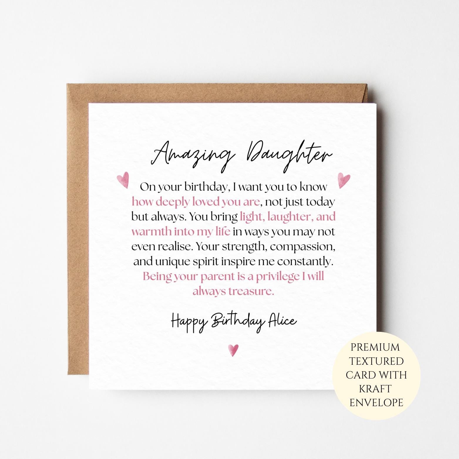 Amazing Daughter Birthday Card – Emotional Birthday Card for Daughter with Loving Words