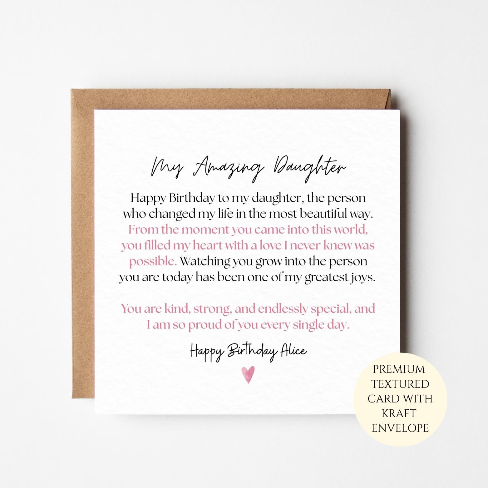 My Amazing Daughter Birthday Card – Heartfelt Birthday Card for Daughter, Proud and Loving Message