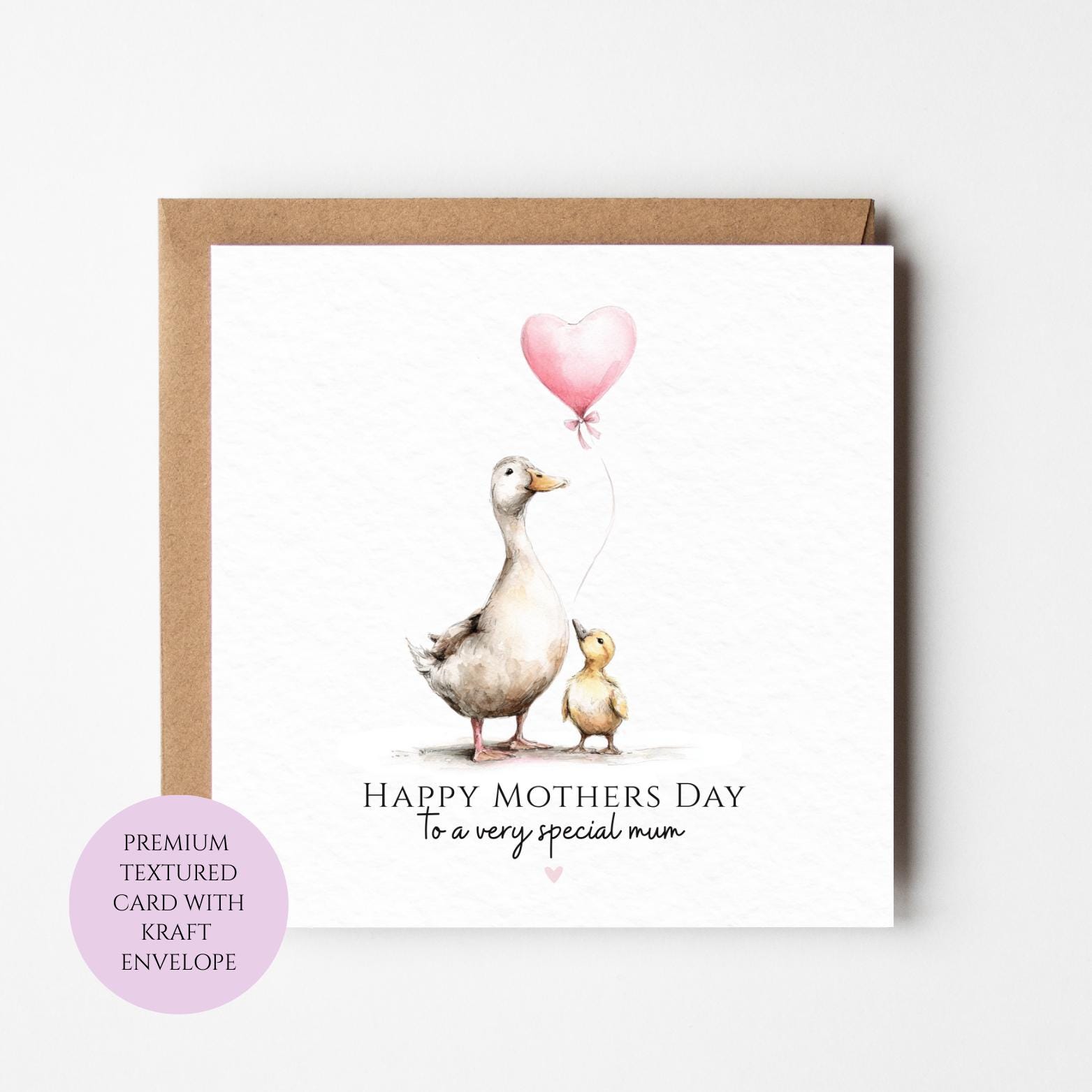 Mum Mothers Day Card Watercolour Duck Family Cute Farm Animal Special Mum Card UK