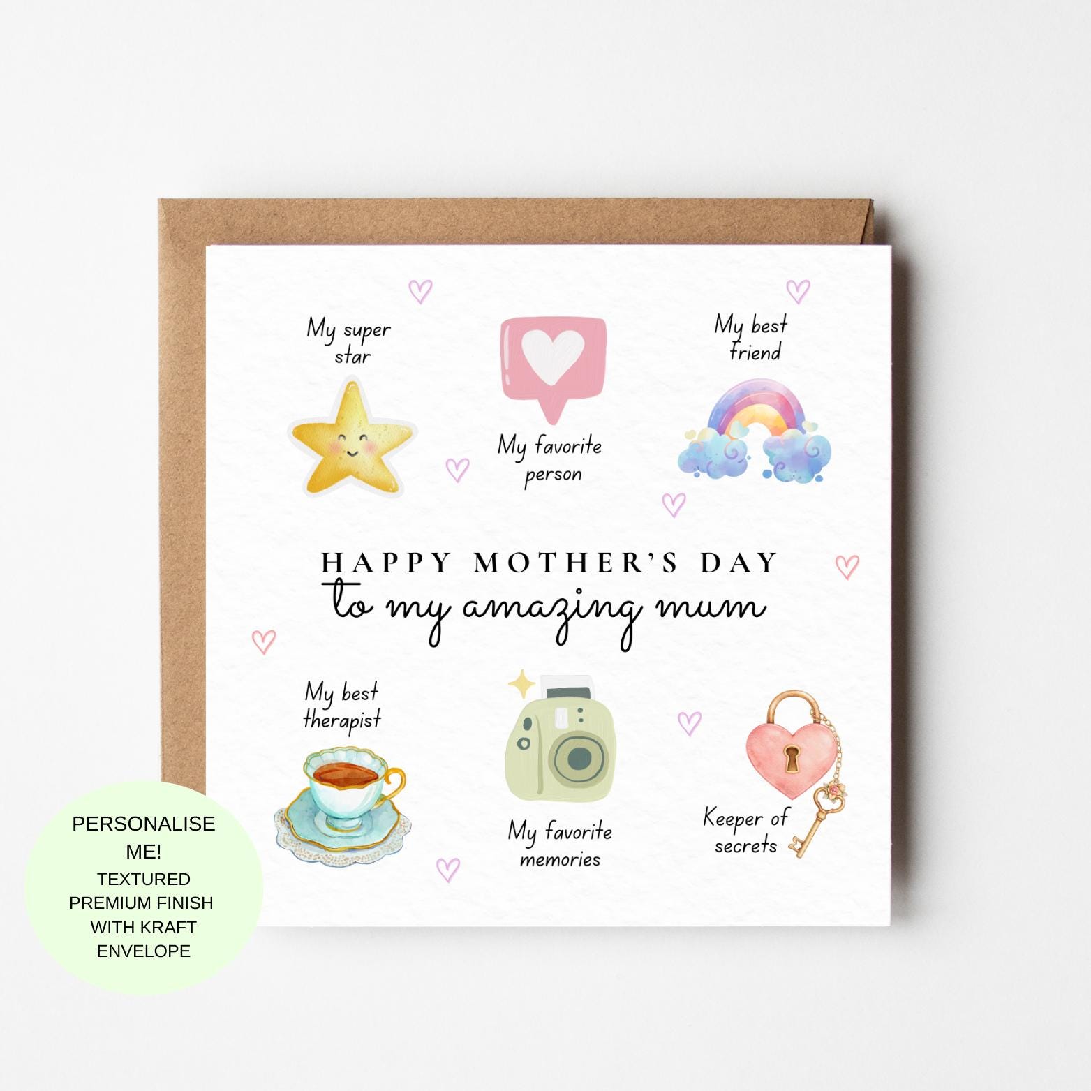 My Amazing Mum Mother’s Day Card Cute Illustrated Things I Love About My Mum