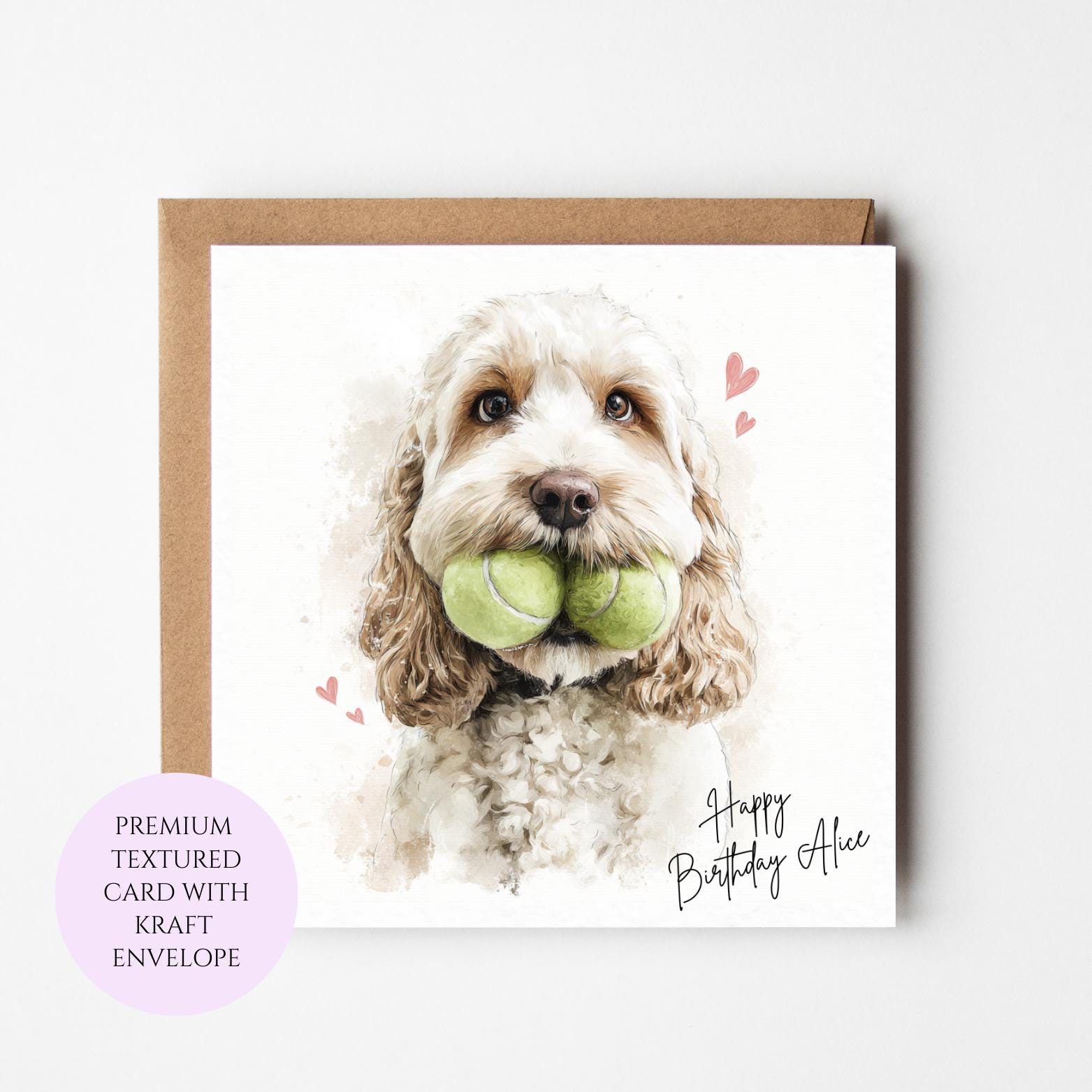 Cute Cavapoo Birthday Card - Personalised Dog Lover Style