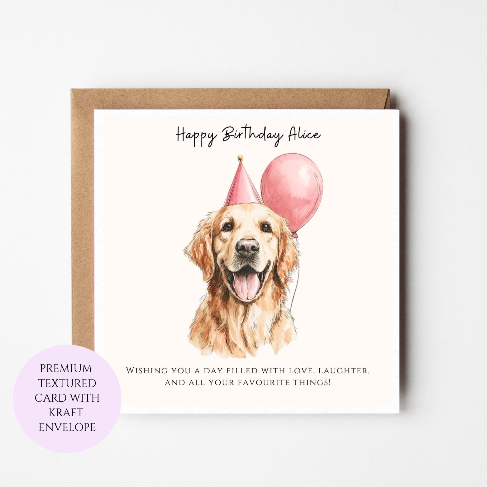 Golden Retriever Birthday Card, Dog Lover Style