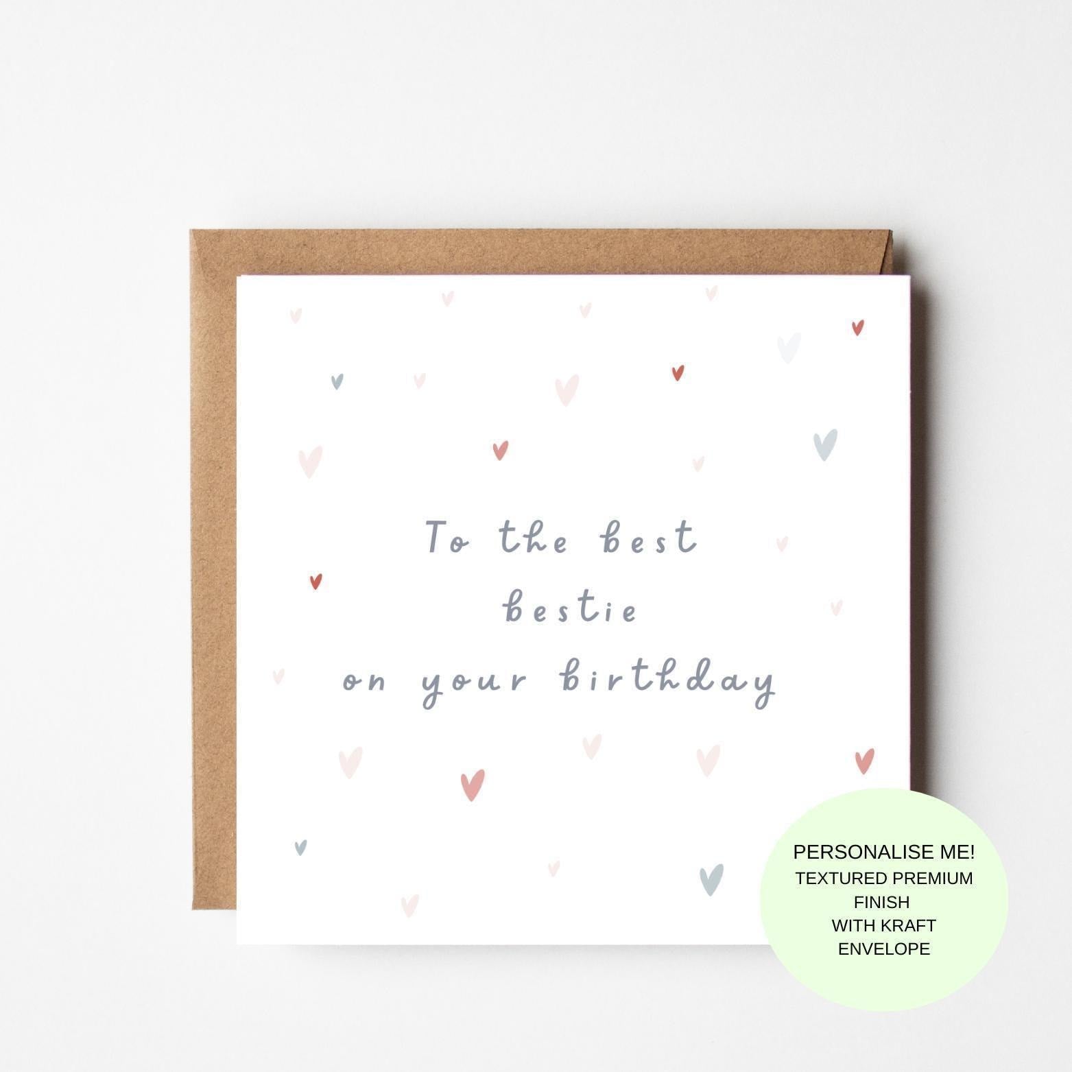 Friend Birthday Card – Simple Modern Design, Kraft Envelope