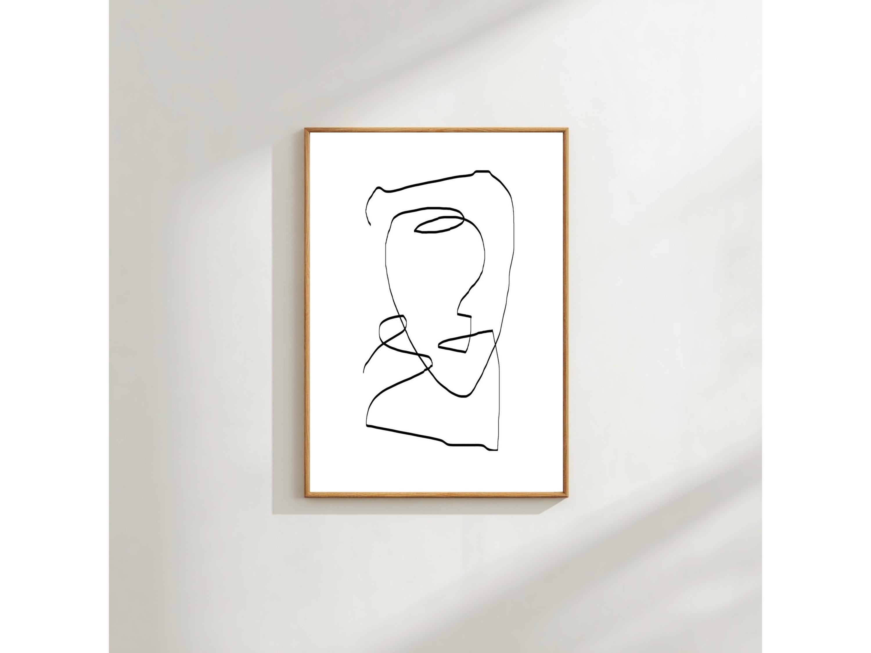 Abstract Face Wall Art: Modern Minimal Line Drawing (A3 & A4 Prints)