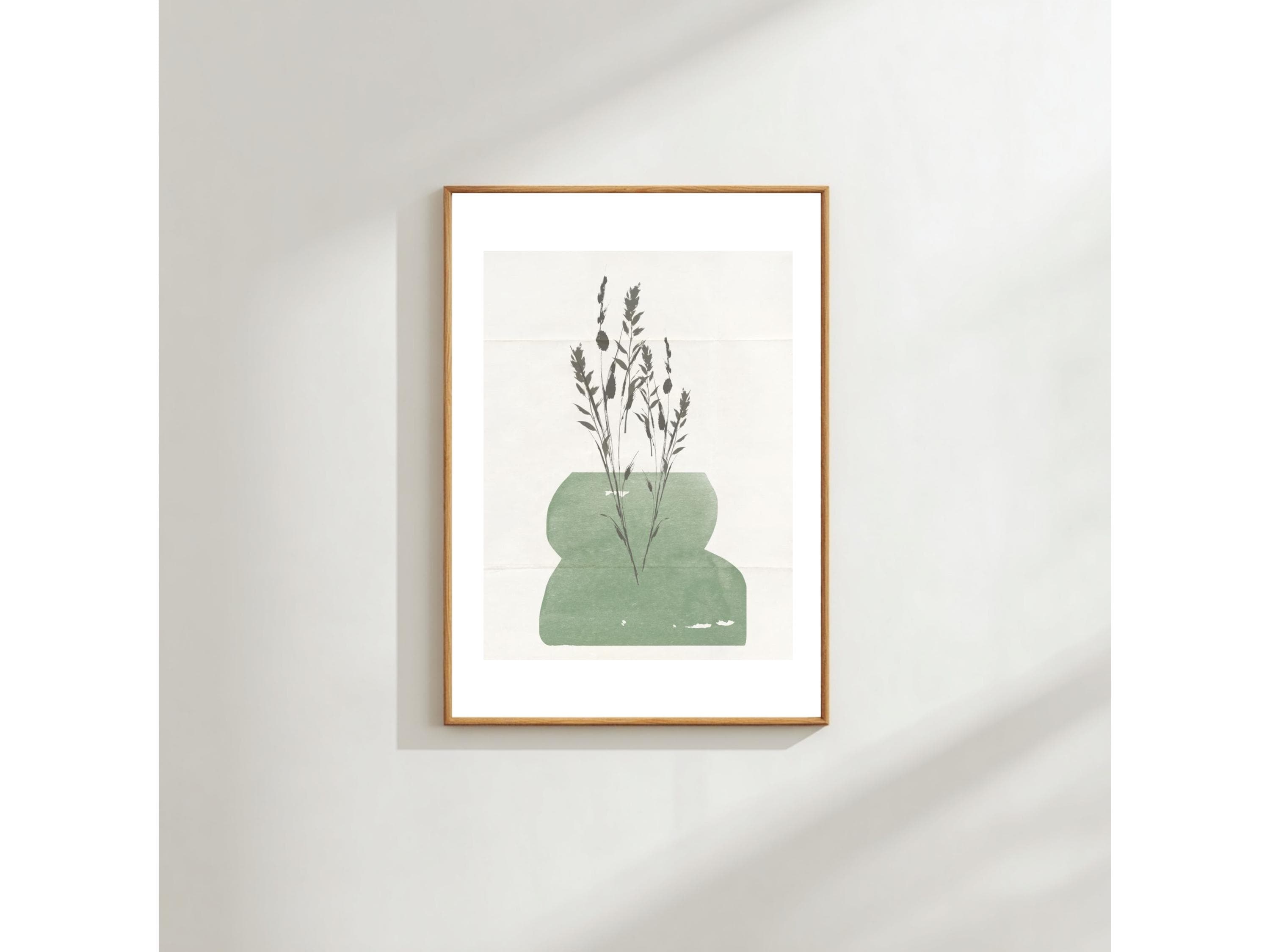Minimal Botanical Wall Art Print: Scandinavian Neutral Floral Design