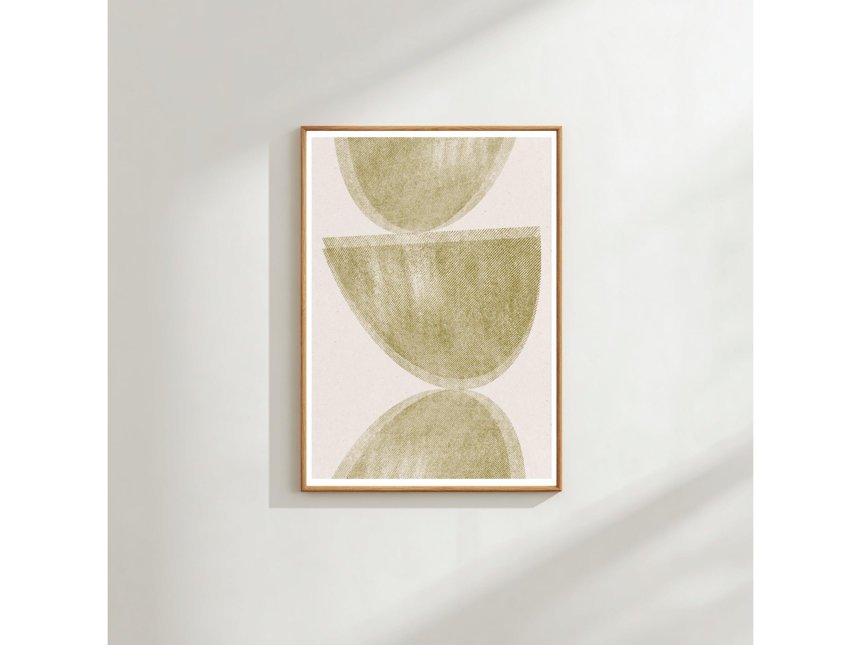 Olive Abstract Wall Art Print: Neutral Geometric, Modern Scandi Decor