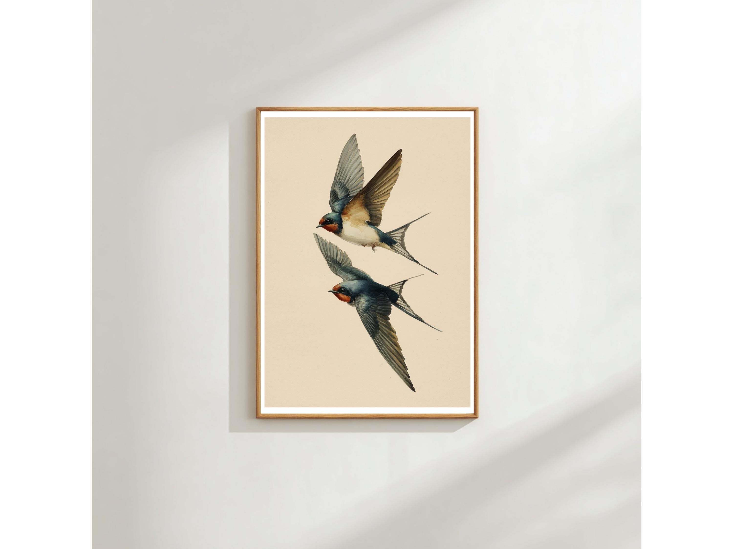 Swallow Wall Art Print: Classic Wildlife Poster (Neutral Tones)