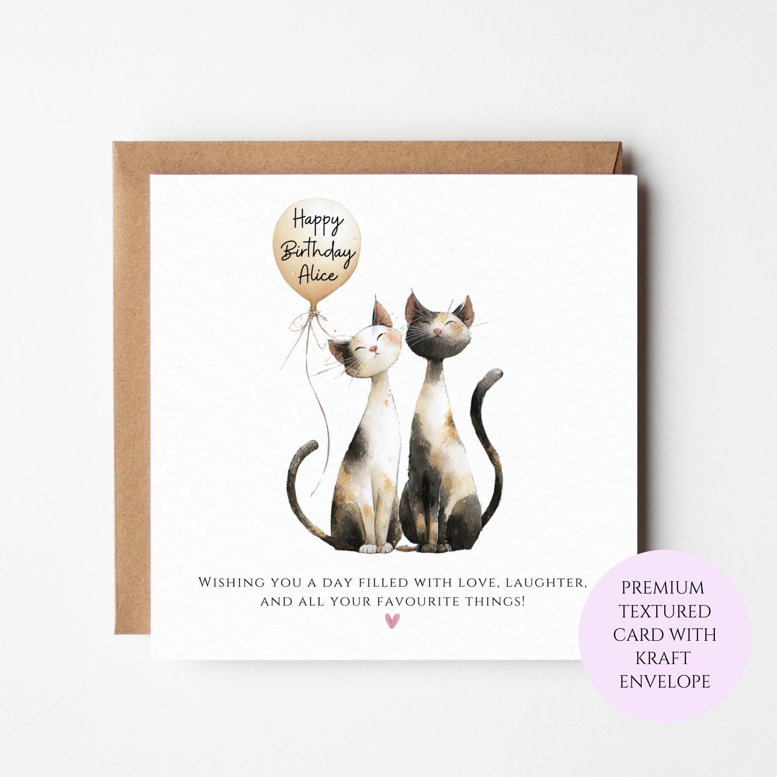 Personalised Cat Birthday Card, Cute Cats