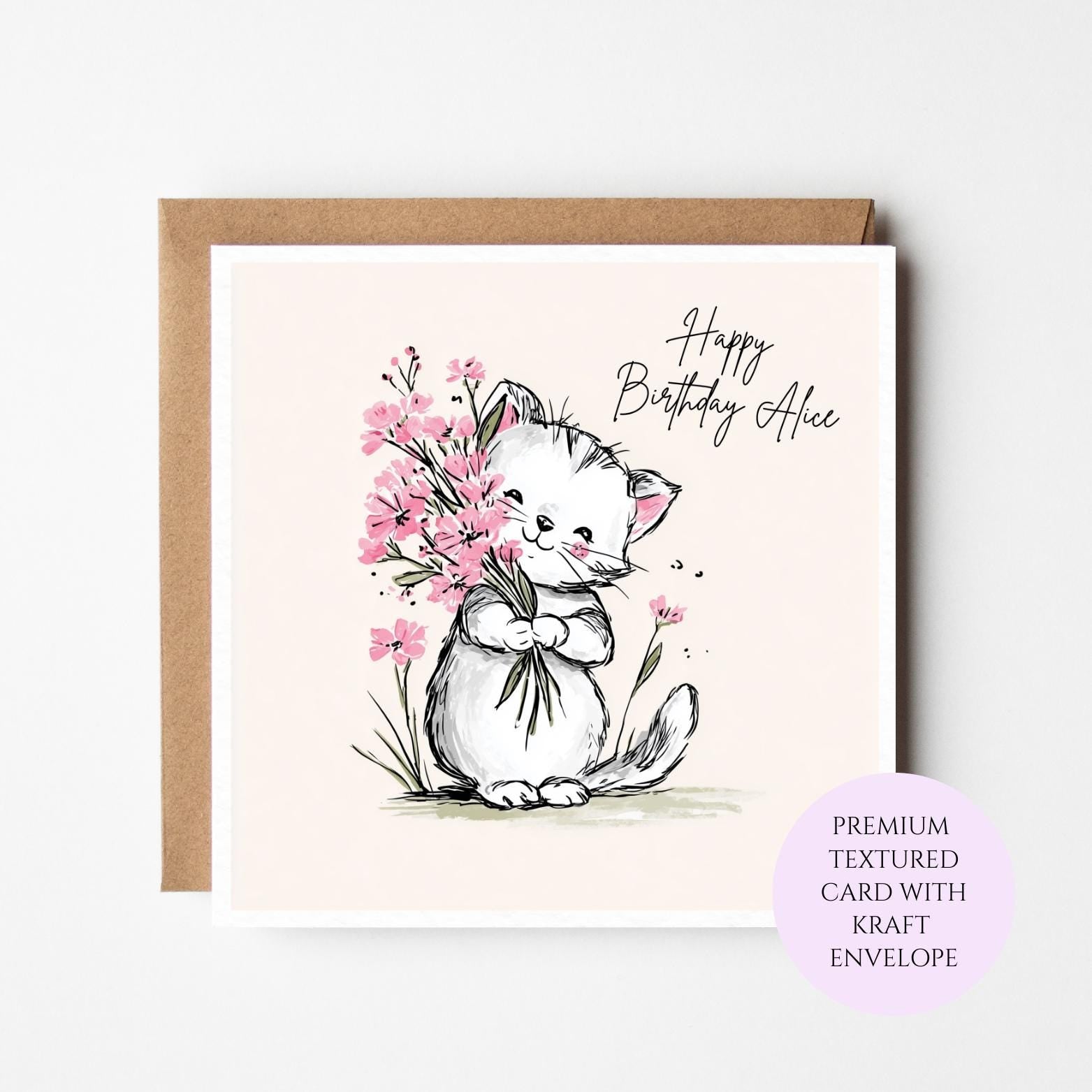Personalised Kitten Birthday Card - Cute Cat Lover Design