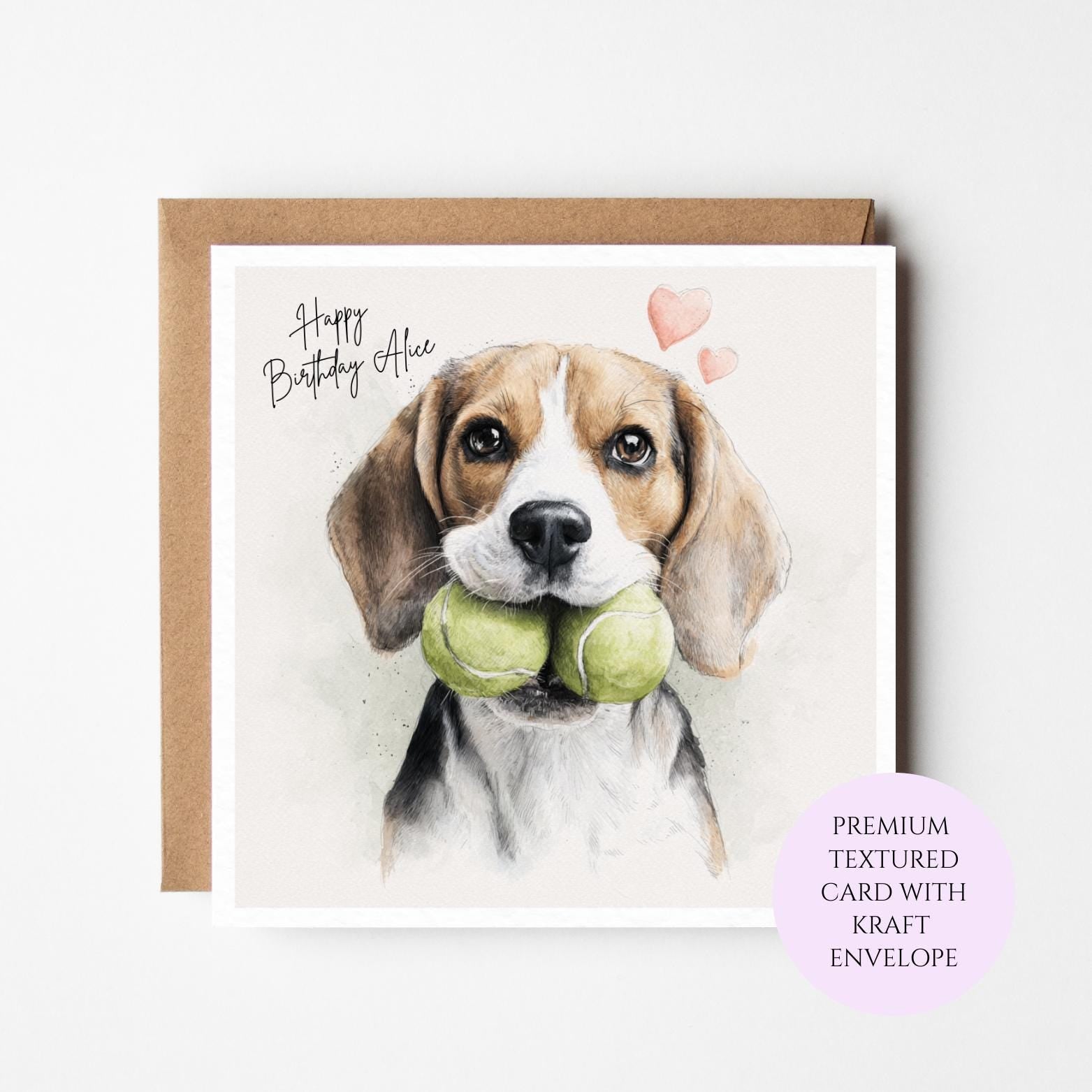 Personalised Beagle Card: Birthday Greetings for Her