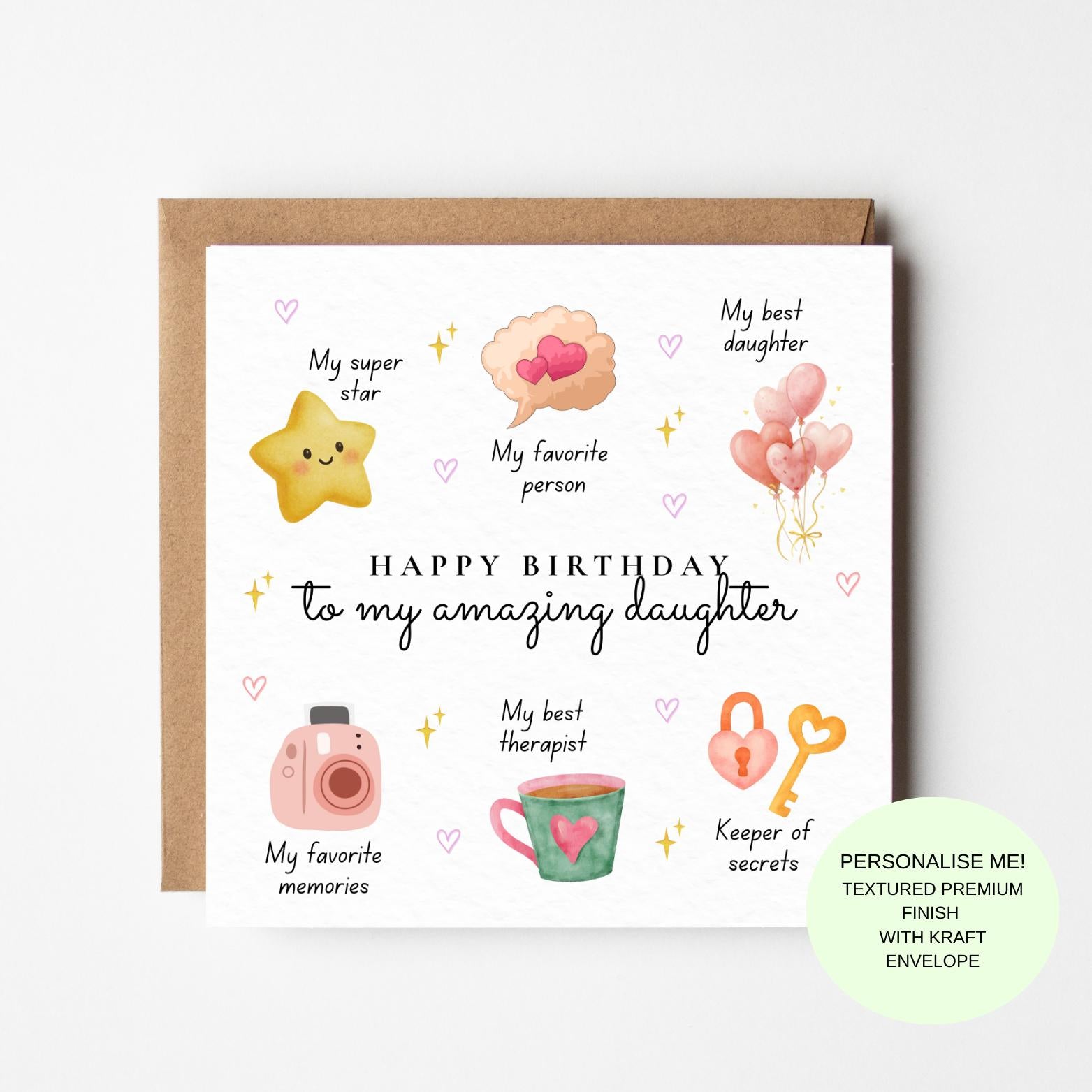 Happy Birthday Card for Daughter: Heartfelt Message, Vibrant Design, Keepsake Gift