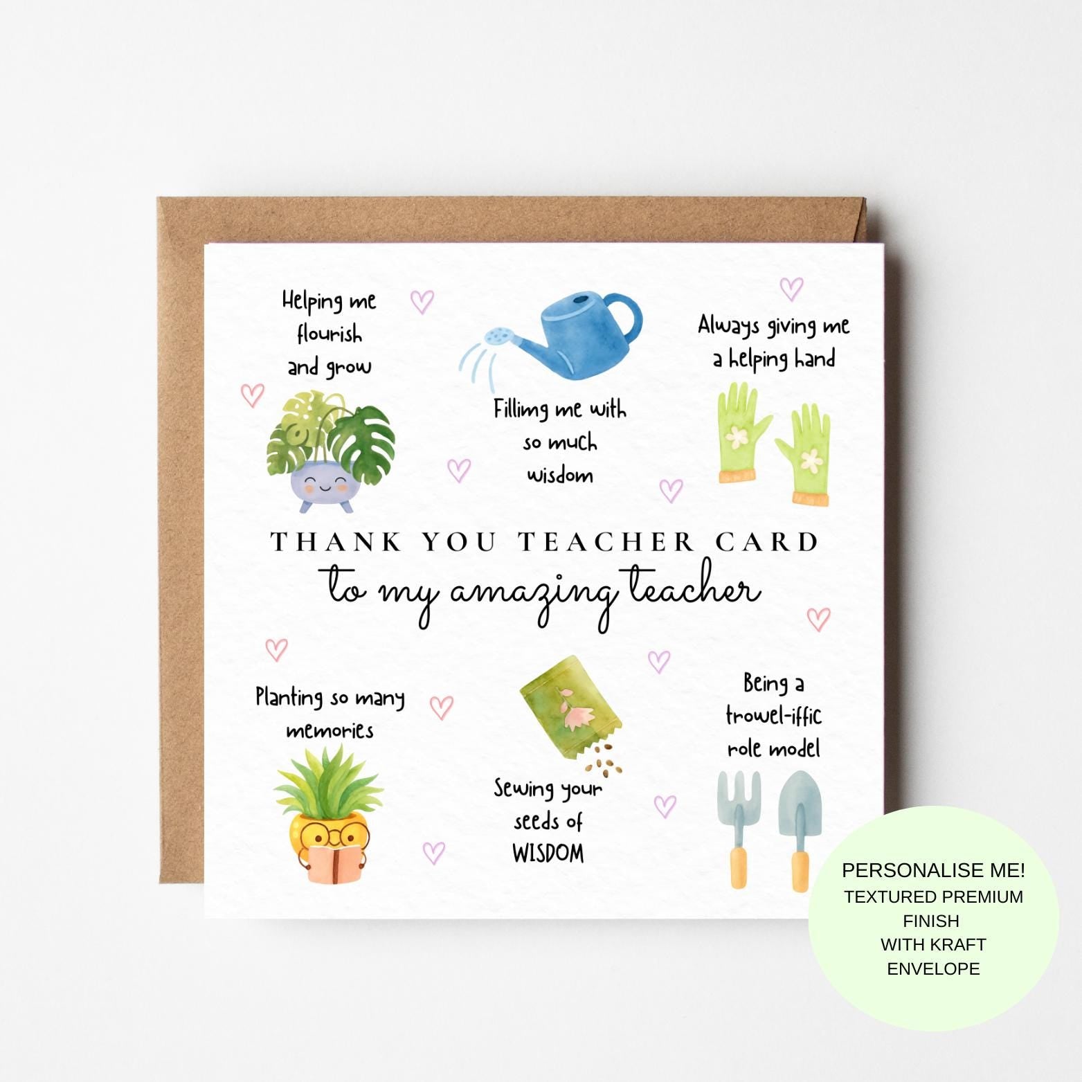 Thank You Teacher Card Teacher Appreciation Card End Of Term Teacher Gift