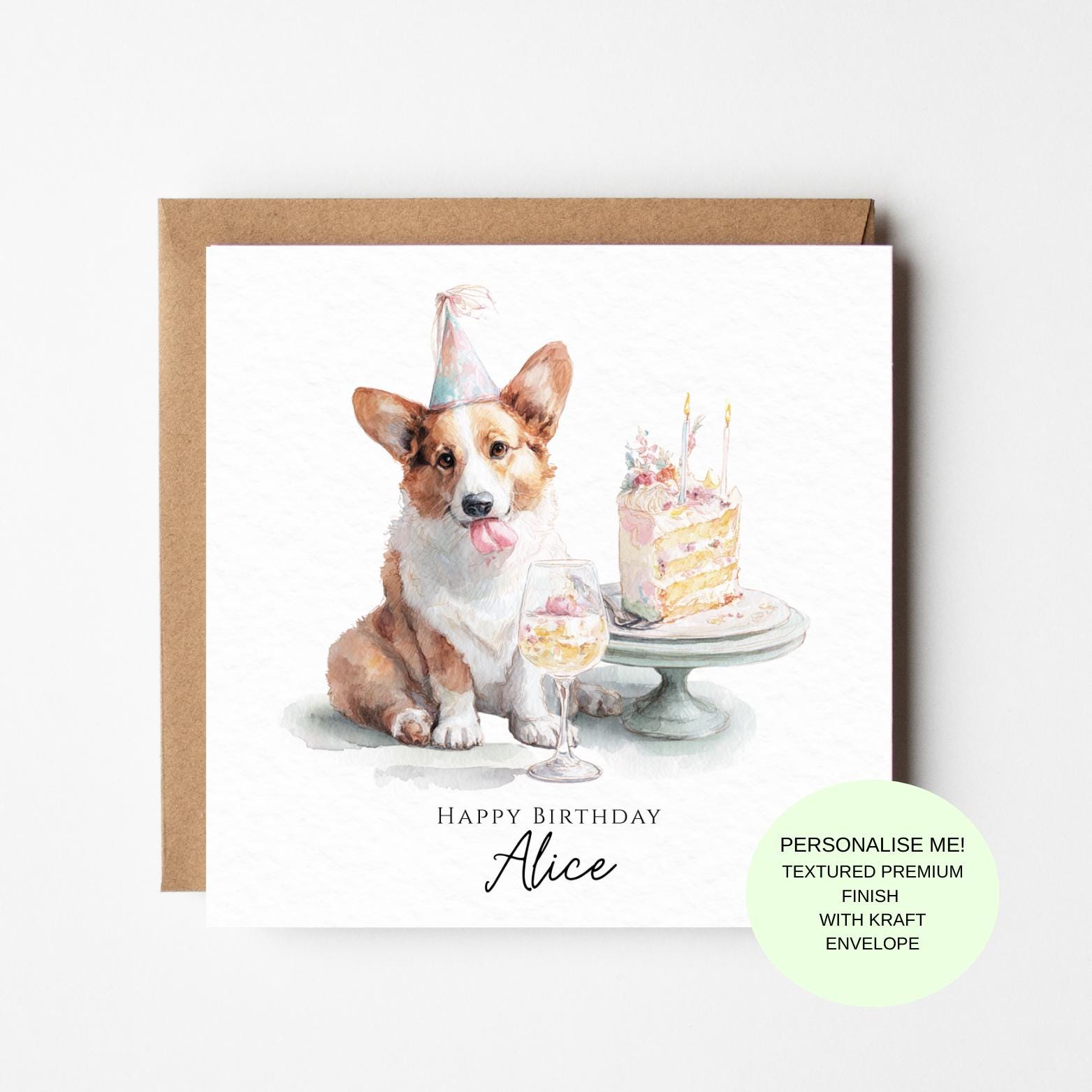 Personalised Corgi Birthday Card: Dog Lover, Sister, Friend Celebration