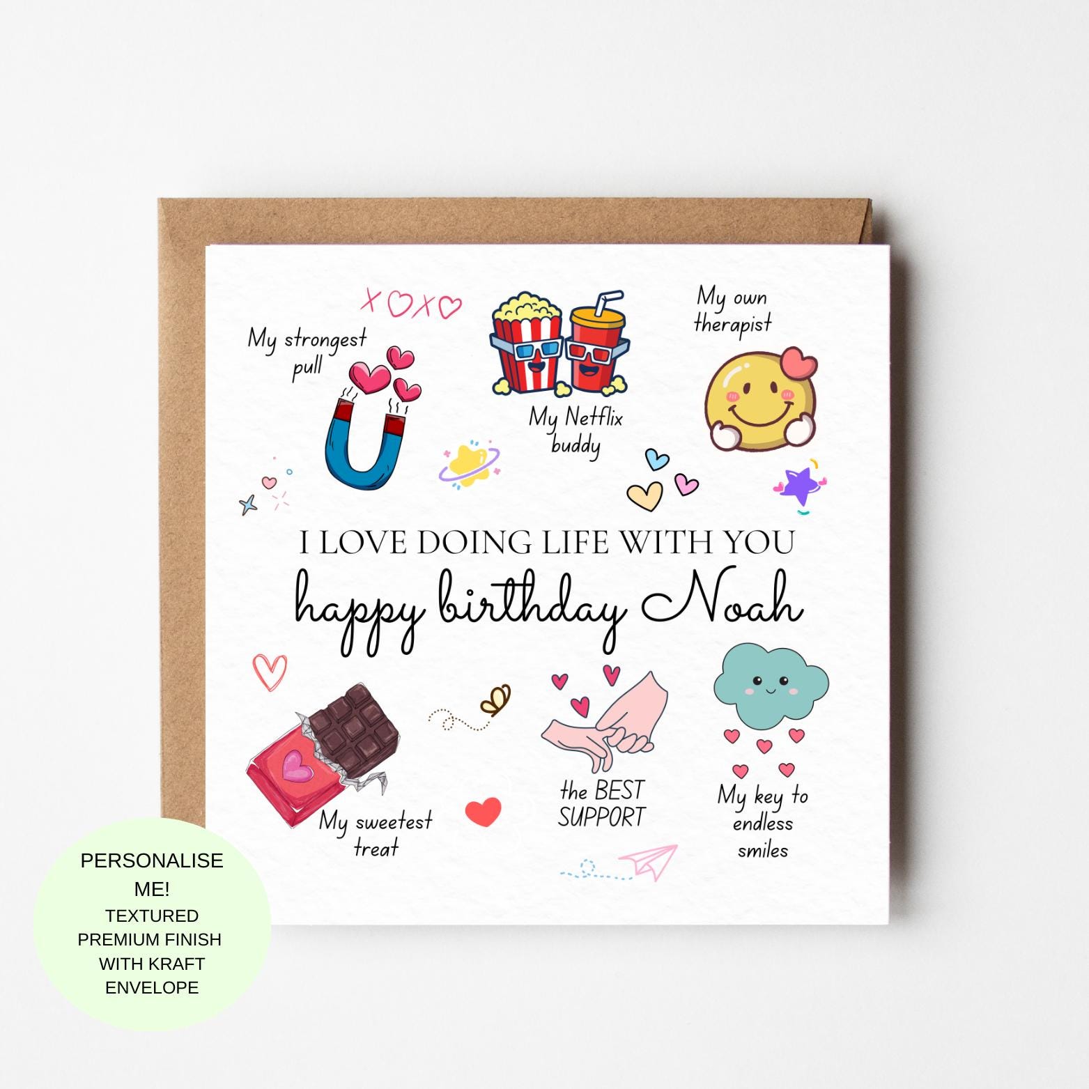 Romantic Birthday Card for Him, Husband, Boyfriend – Love Life Together Design