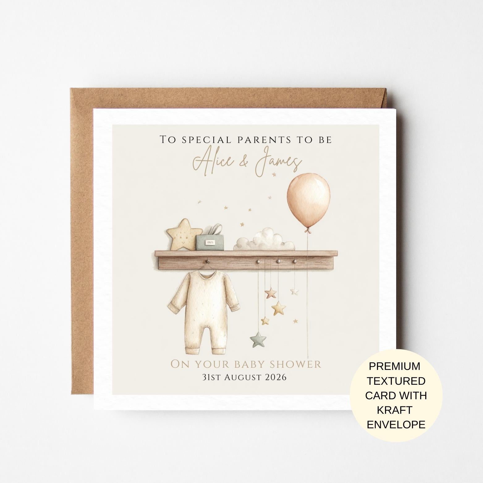 Baby Shower Card for Parents to Be, Neutral Theme | New Parents Special Keepsake Gift