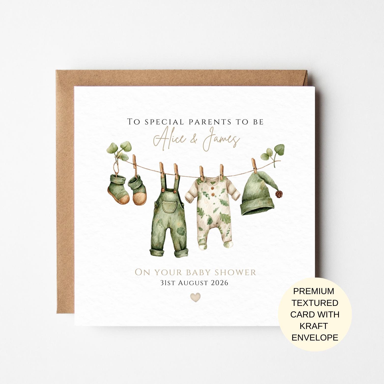 Neutral Baby Shower Card for Parents | Earth Tones Keepsake Gift