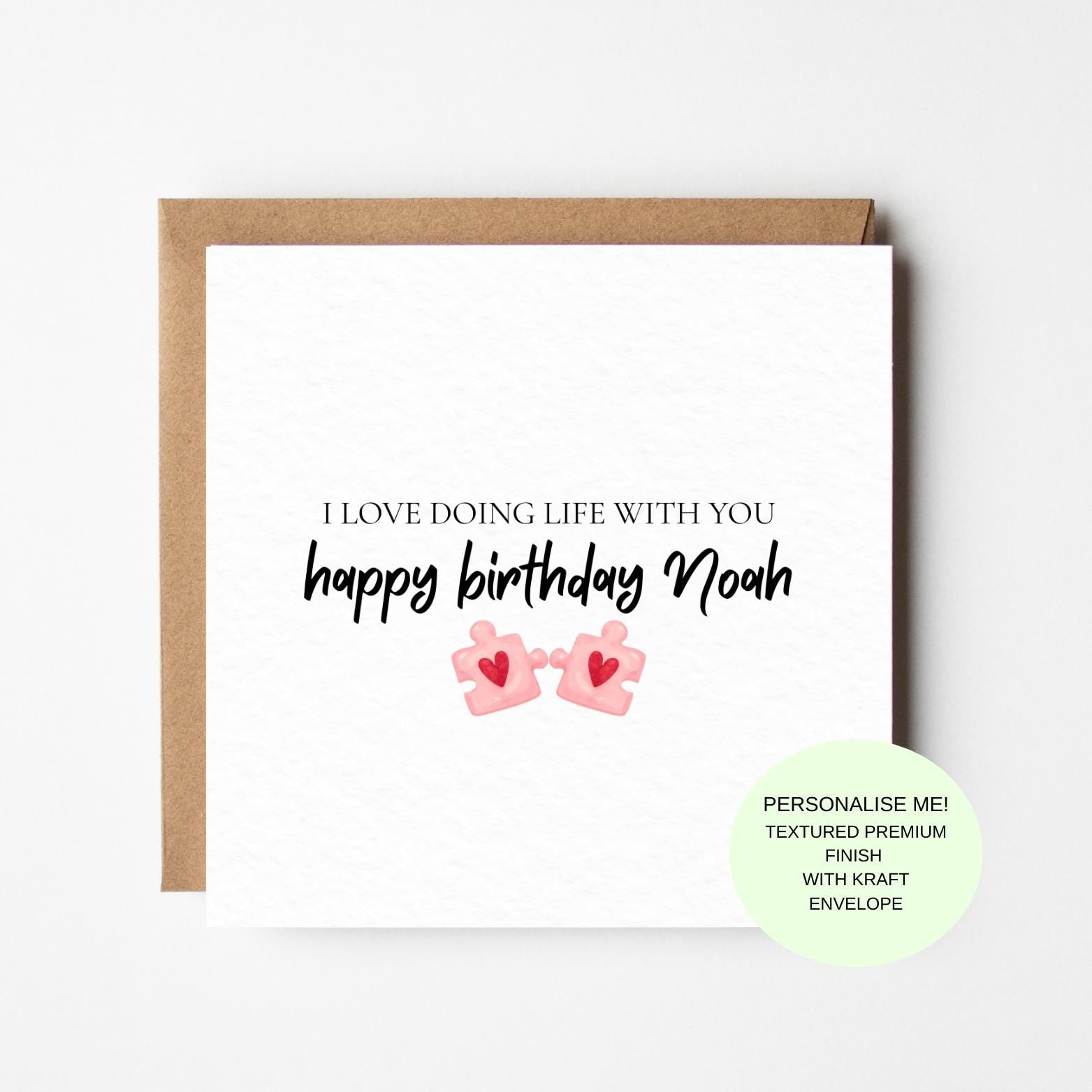 Romantic Birthday Card for Husband Boyfriend, Textured Finish