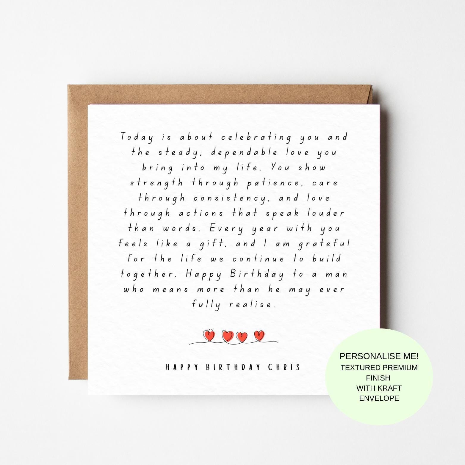 Romantic Birthday Card for Him: Personalised Husband Love Message