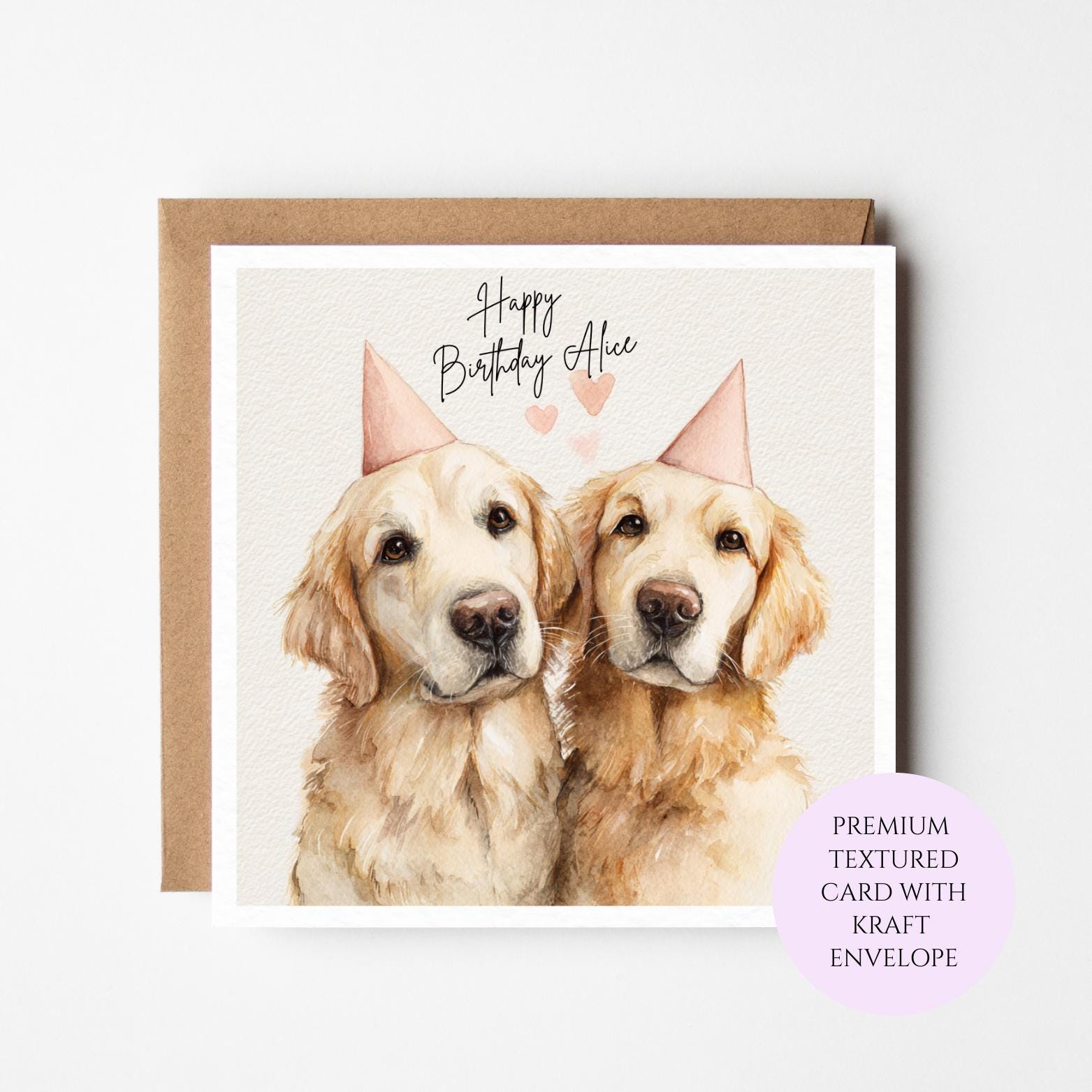 Personalised Golden Retriever Birthday Card for Dog Lover – Elegant Golden Birthday for Sister Friend Mum Daughter