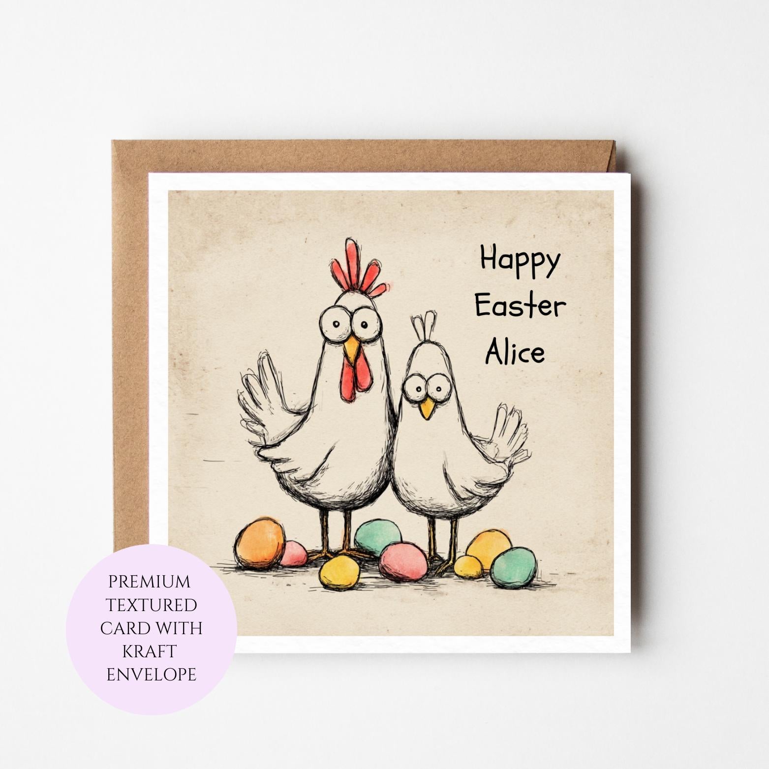 Personalised Funny Chicken Easter Card