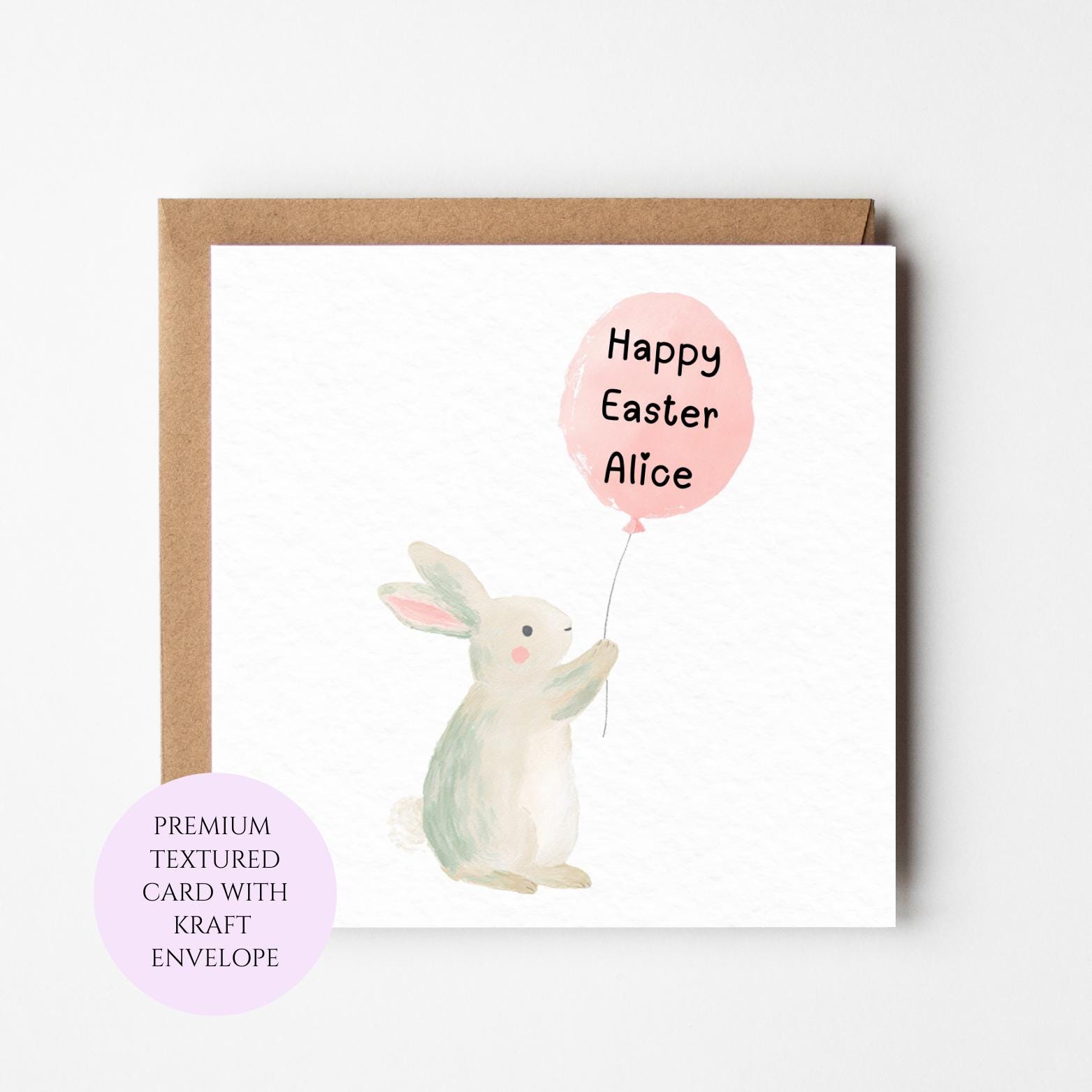 Personalised Bunny Balloon Easter Card