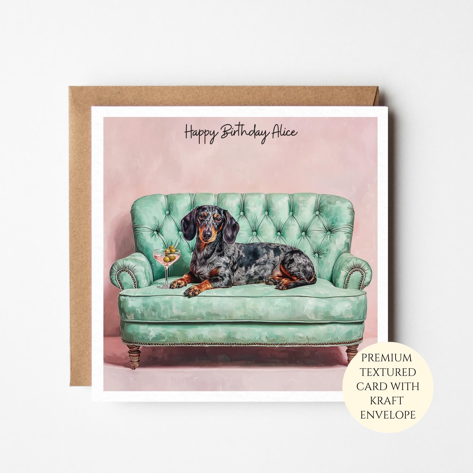 Personalised Dachshund Birthday Card: Stylish Sausage Dog Gift for Friend